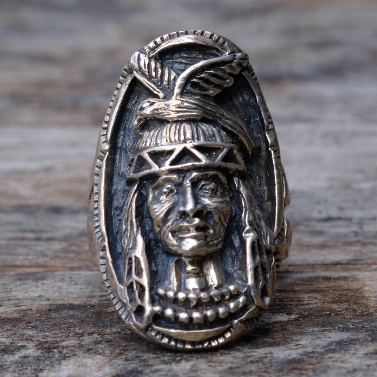 Vintage Sterling Big Chief Ring 8.25