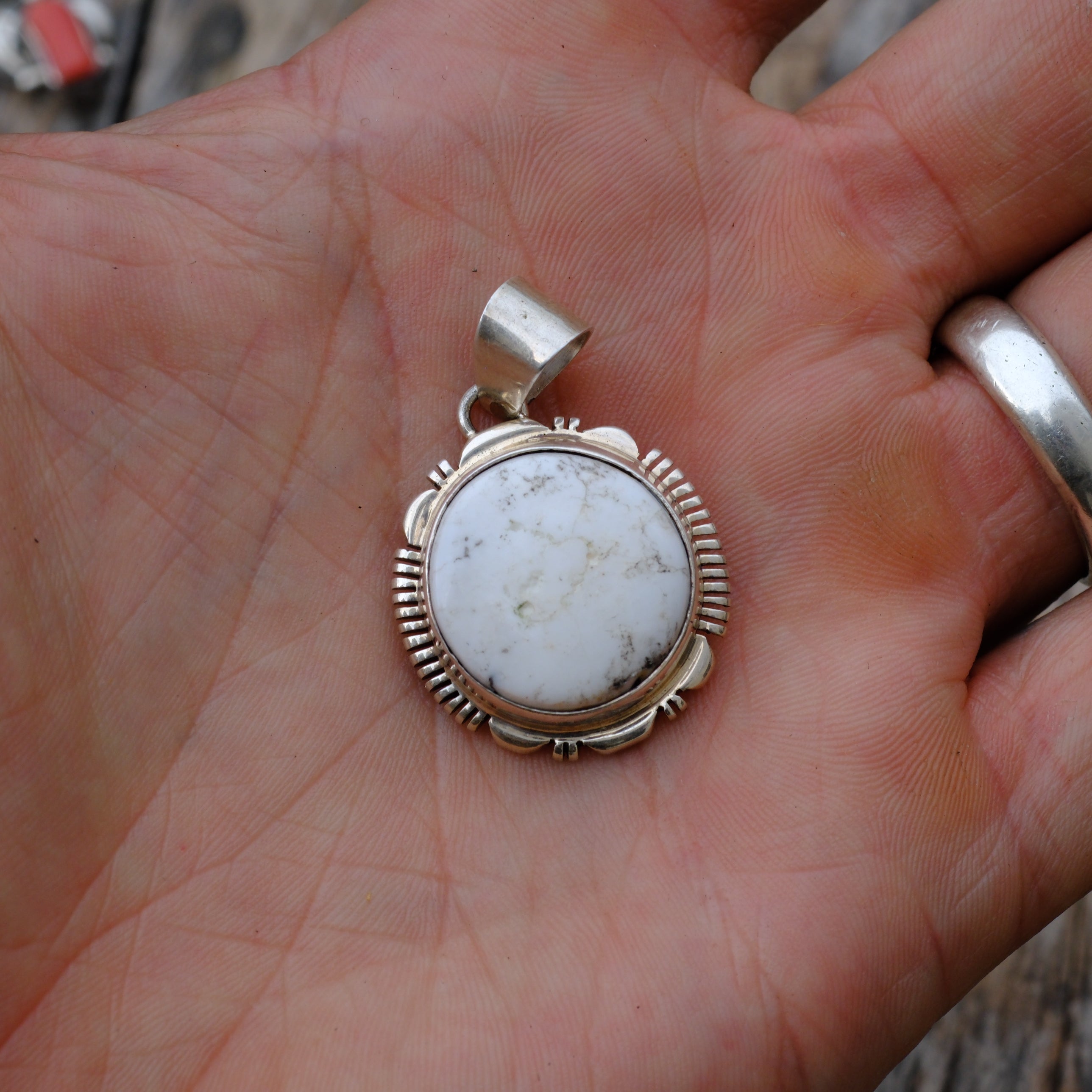 Vintage Sterling White Buffalo Pendant