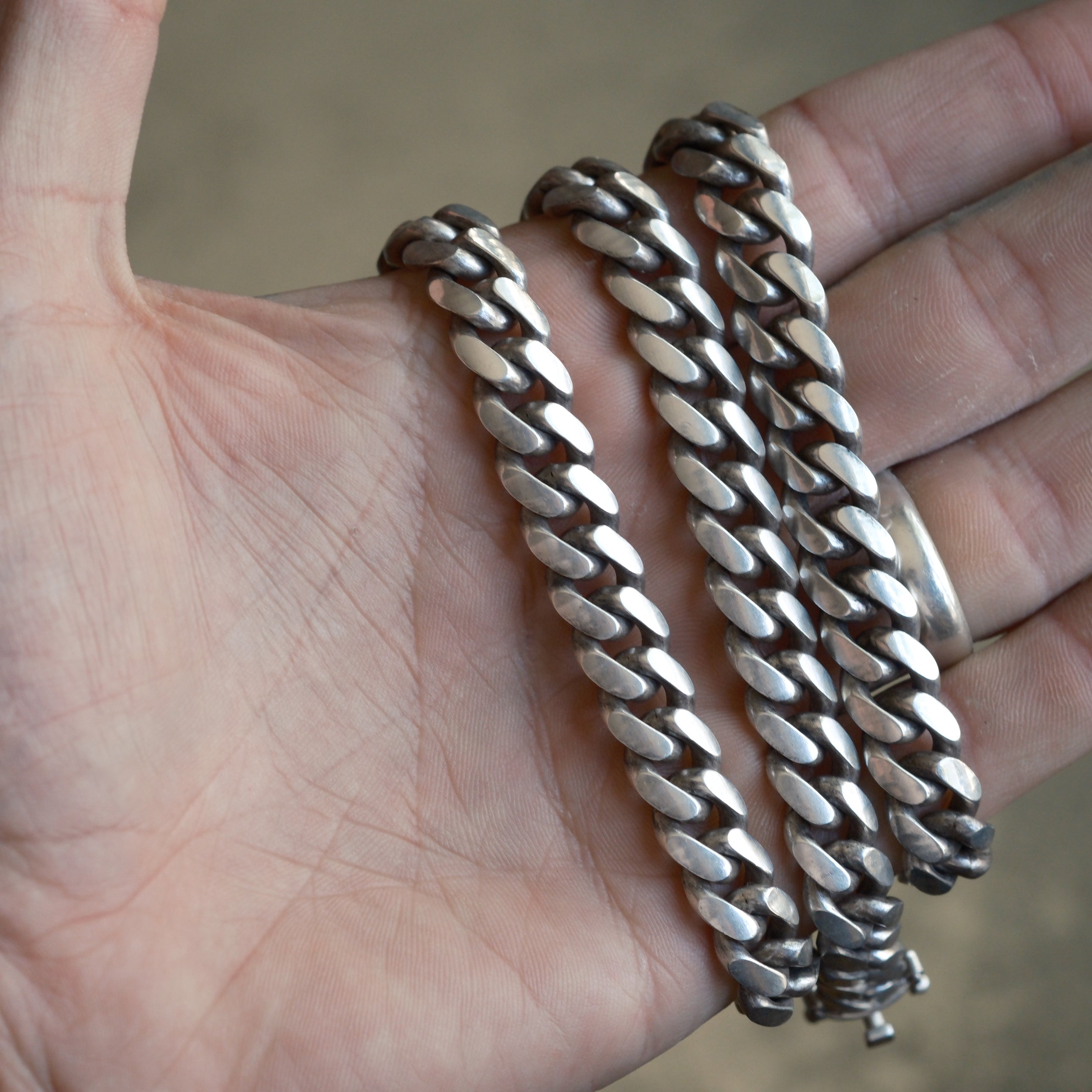 HEAVY Vintage Sterling Curb Chain Necklace 22.5"
