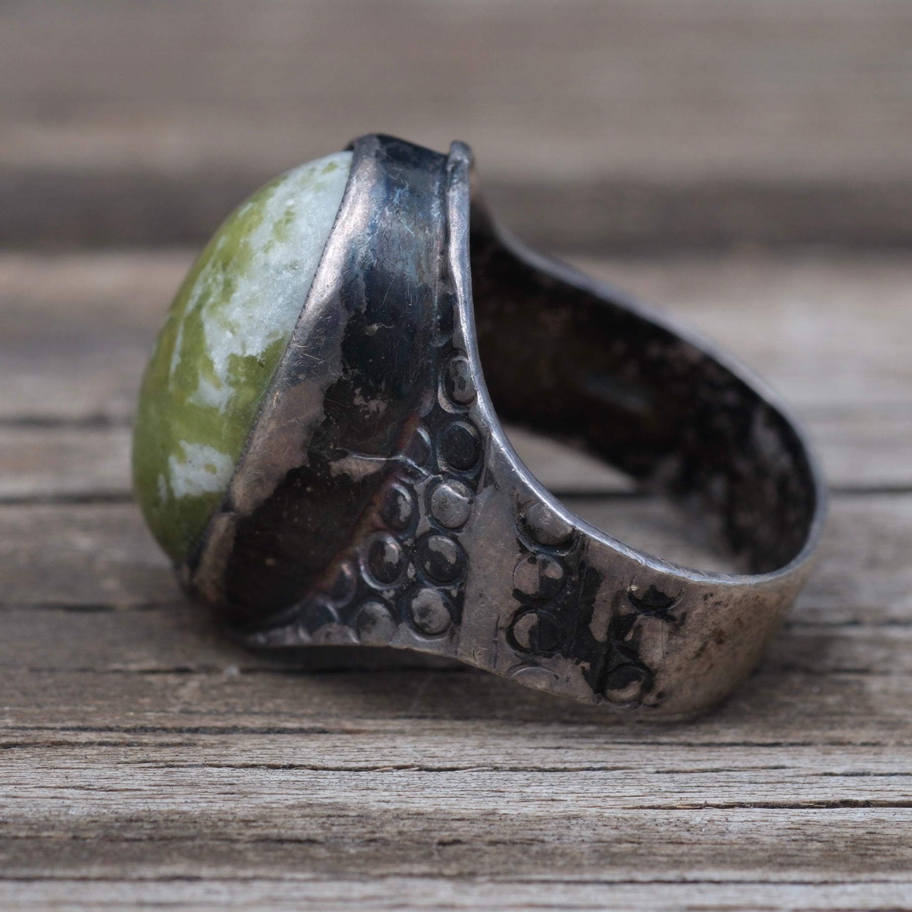 Vintage Sterling Serpentine Stamped Band Ring 8