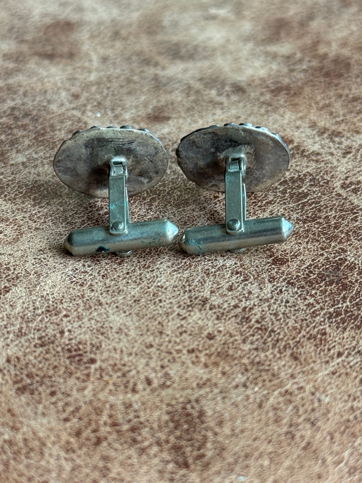 Vintage Sterling Silver Turquoise Twist Cufflinks