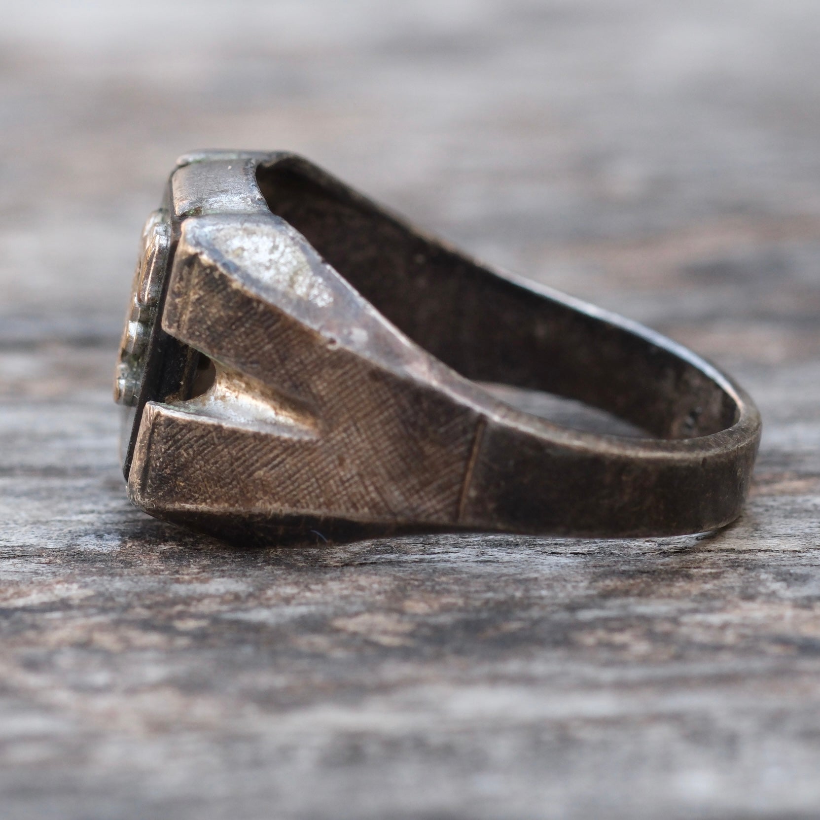 Vintage Sterling F Initial Signet Ring 10.5