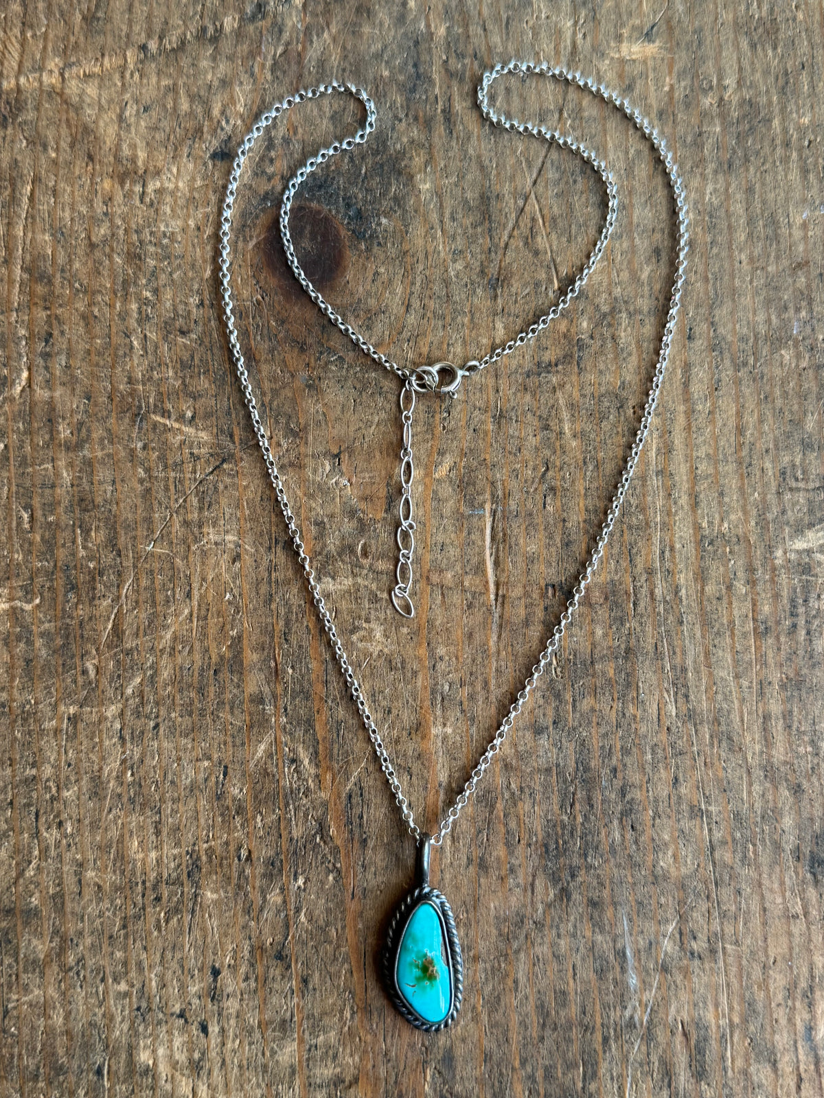 Vintage Sterling Silver Royston Turquoise Roper Necklace
