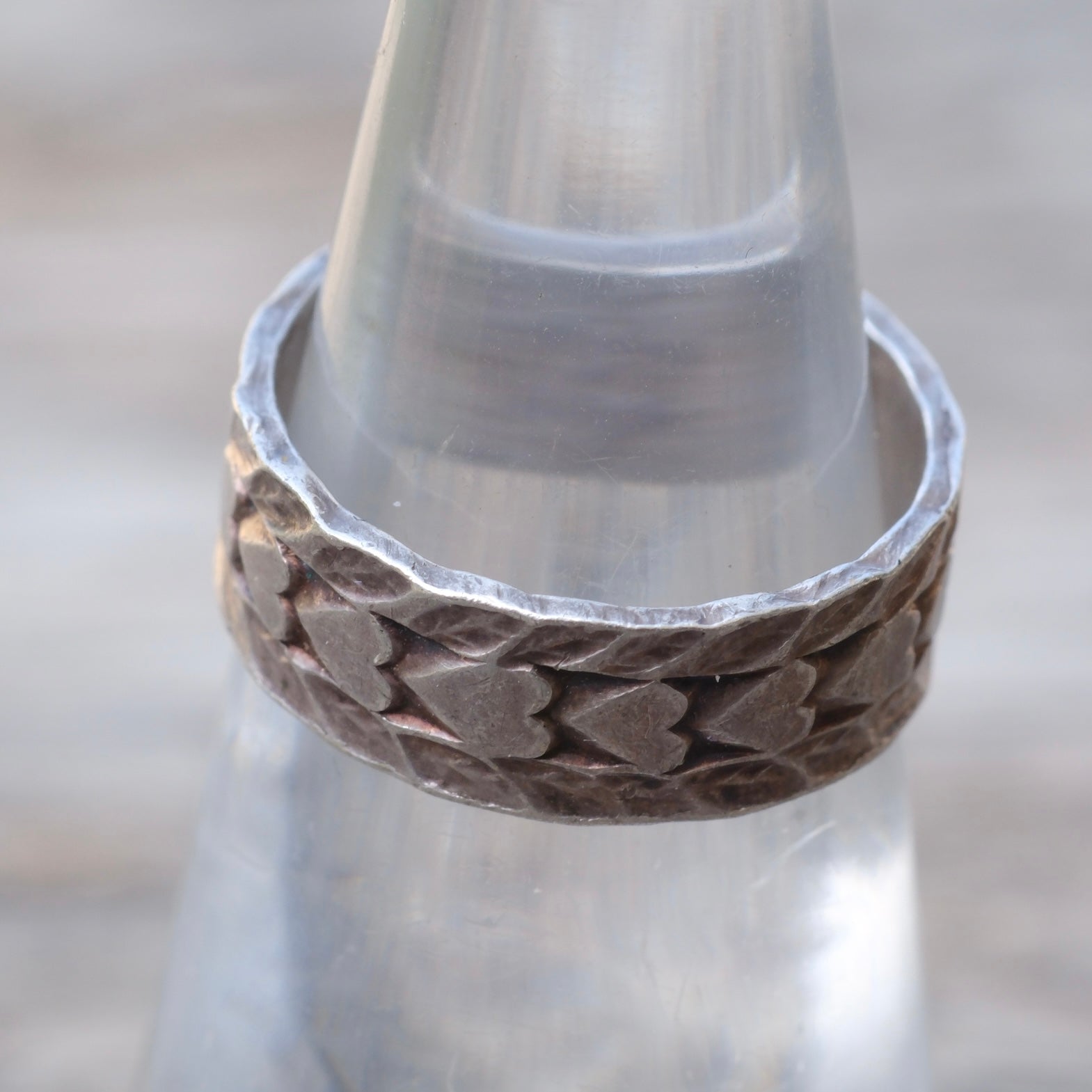Vintage Sterling Heart Band Ring 6