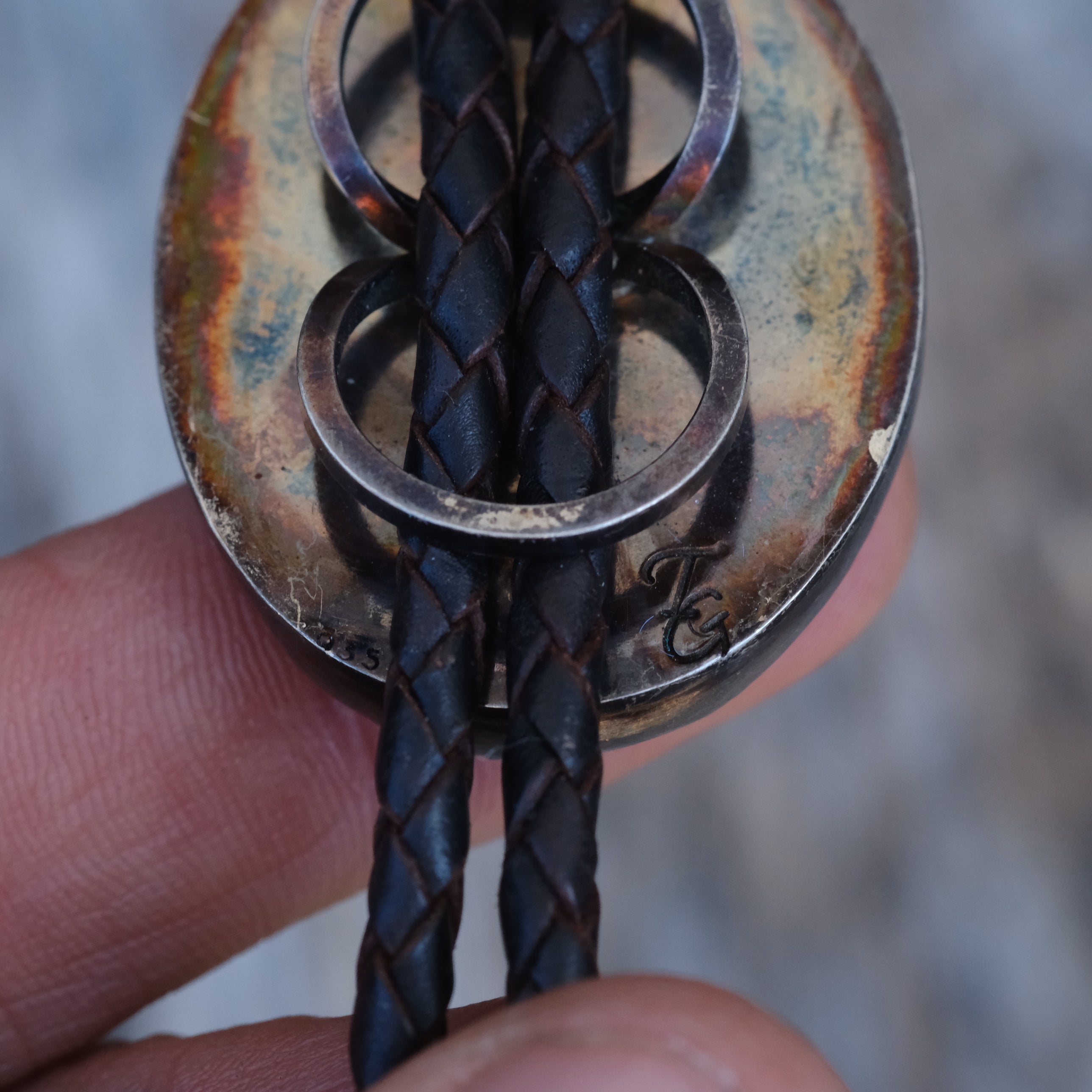 Vintage Sterling Lapis Lucky Horseshoe Bolo Tie