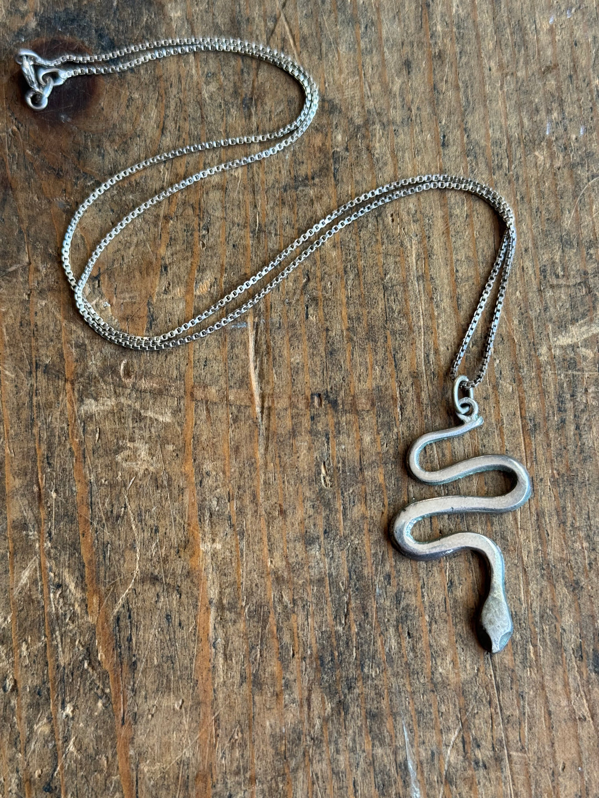 Vintage Sterling Silver Snake Necklace