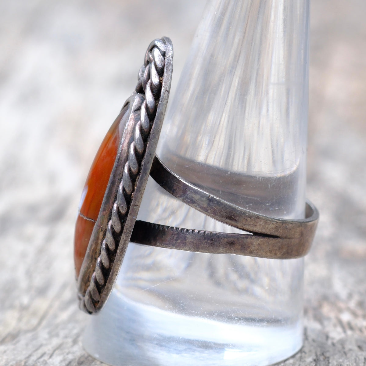Vintage Sterling Read Jasper Ring 10.5