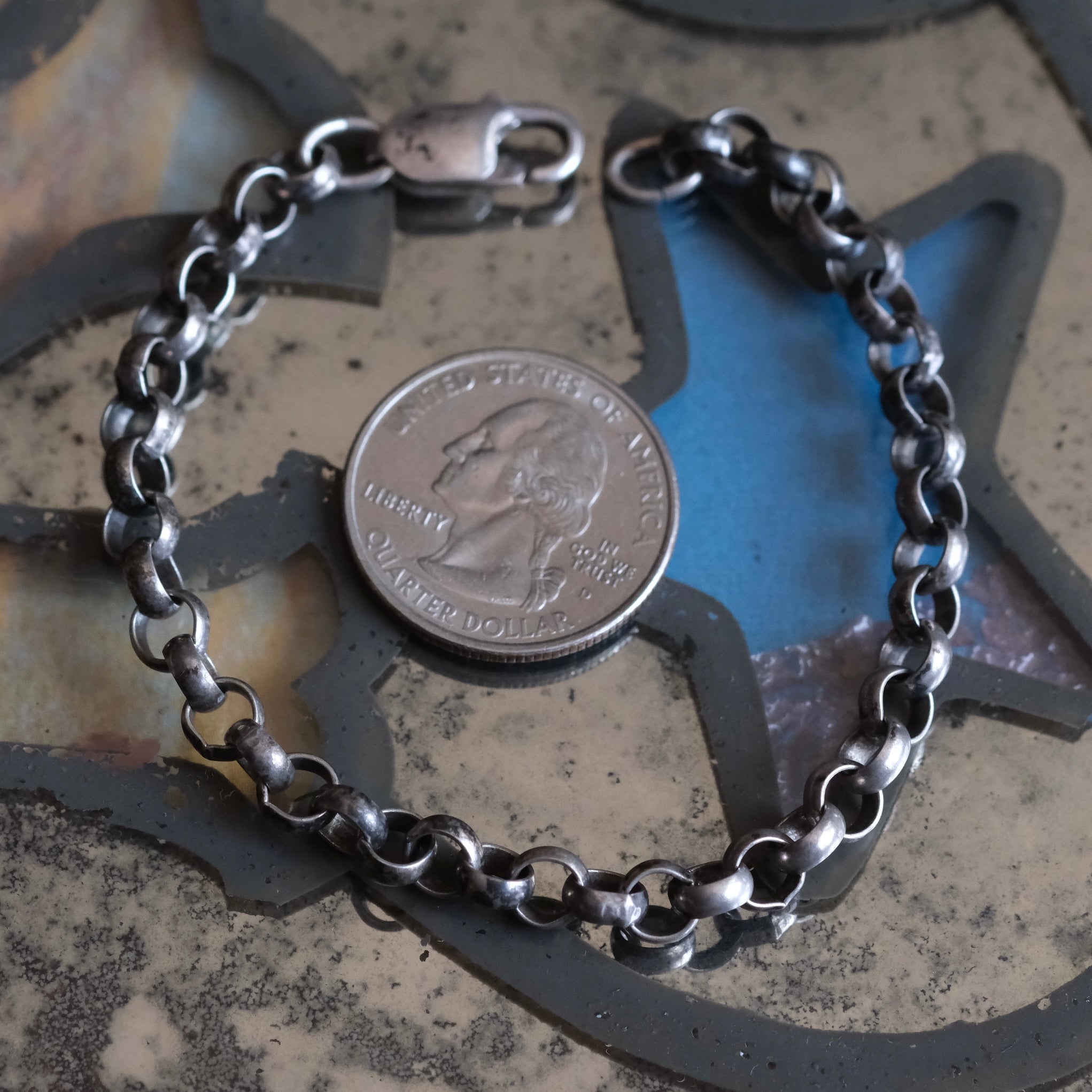 Vintage Sterling Rolo Chain Bracelet 7.5"