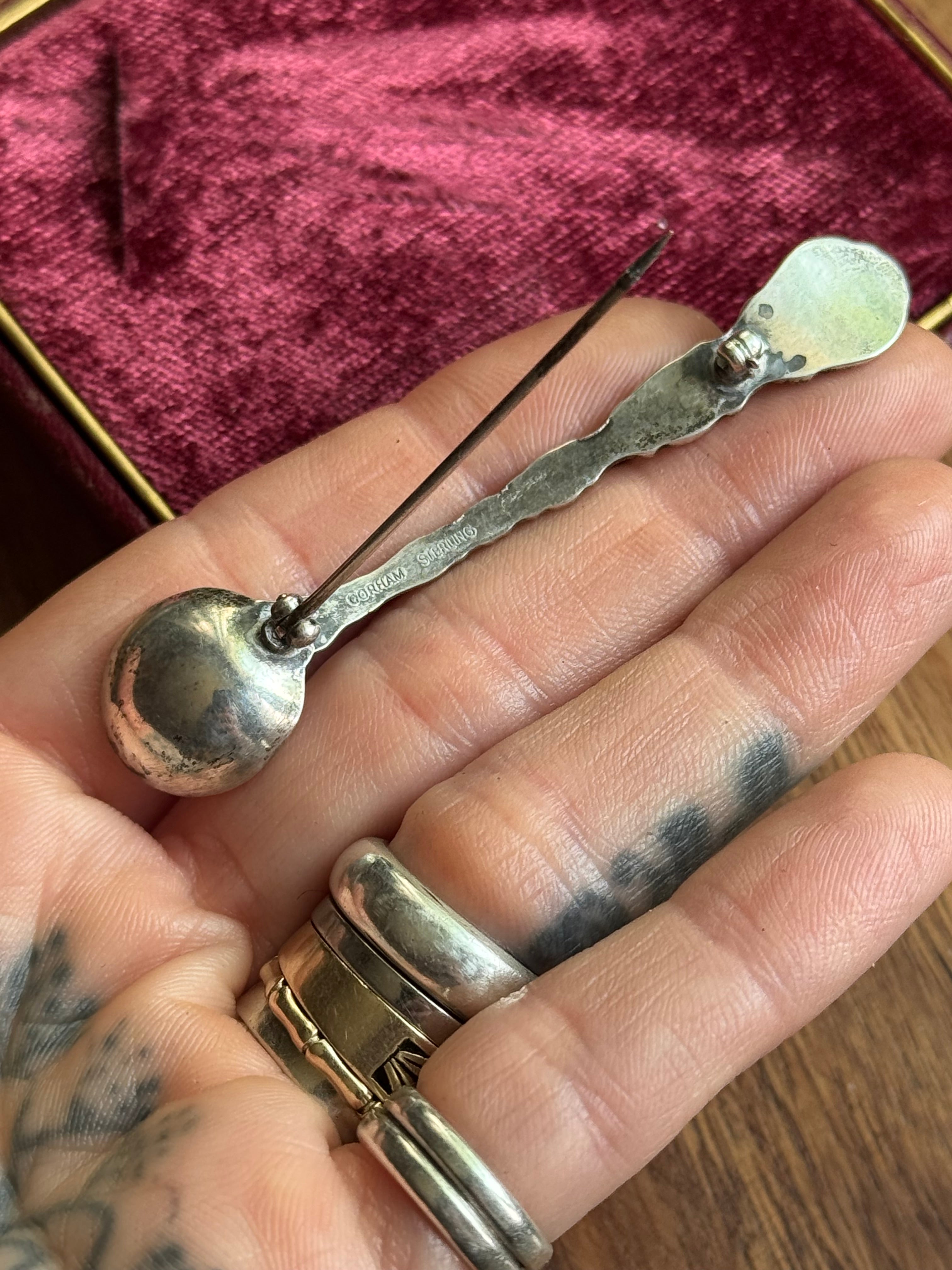 Vintage Sterling Silver Filigree Spoon Pin