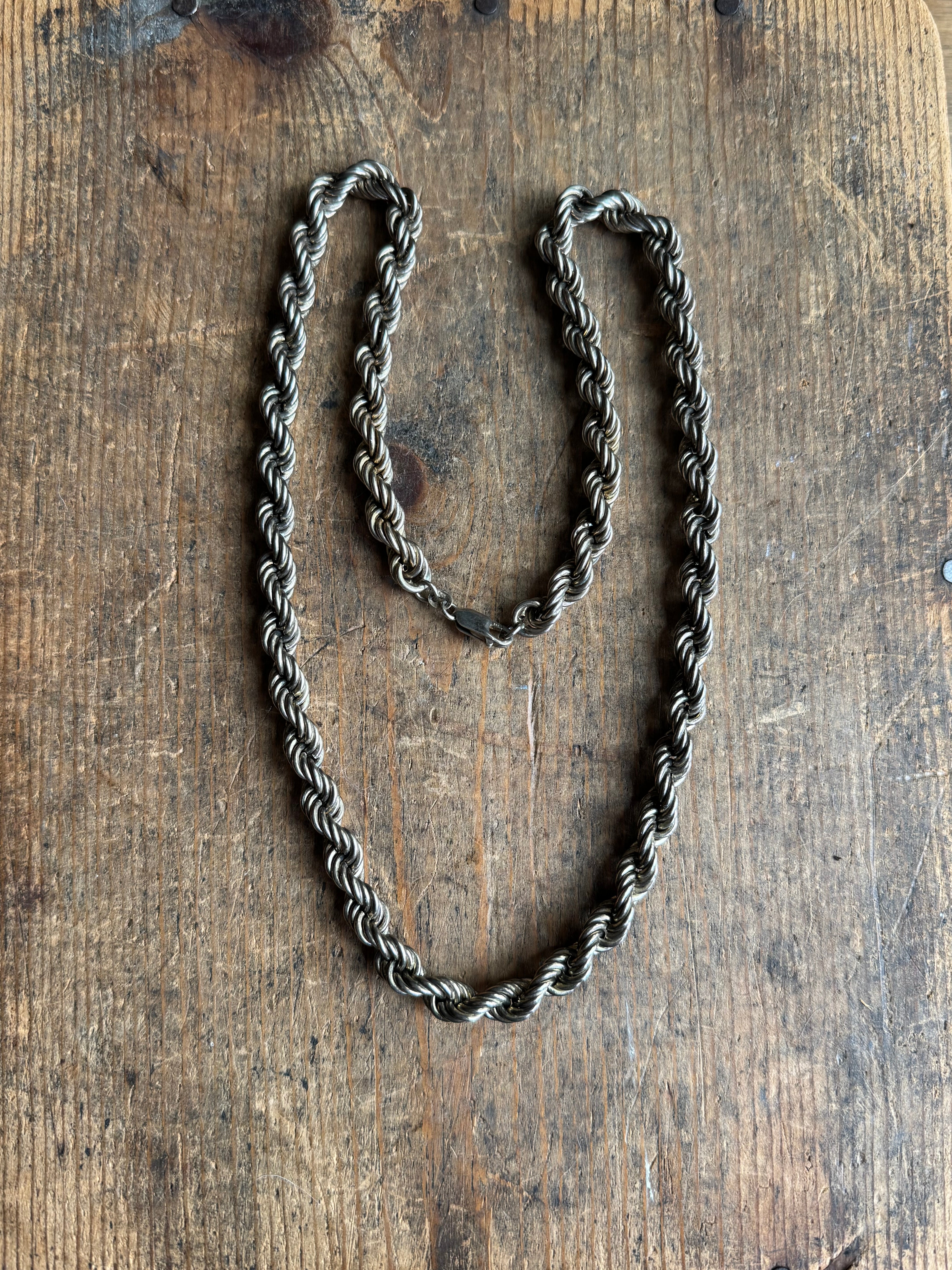 Vintage Sterling Silver 24” Heavy Rope Chain