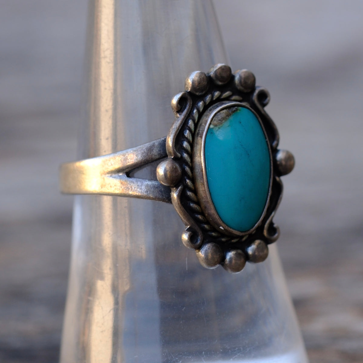 Vintage Sterling Turquoise Ring 7.75