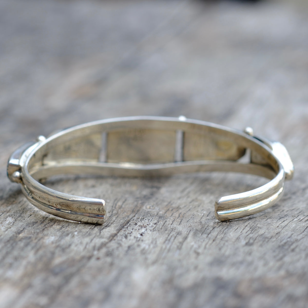 Sterling Silver Compressed Stone Cuff Bracelet