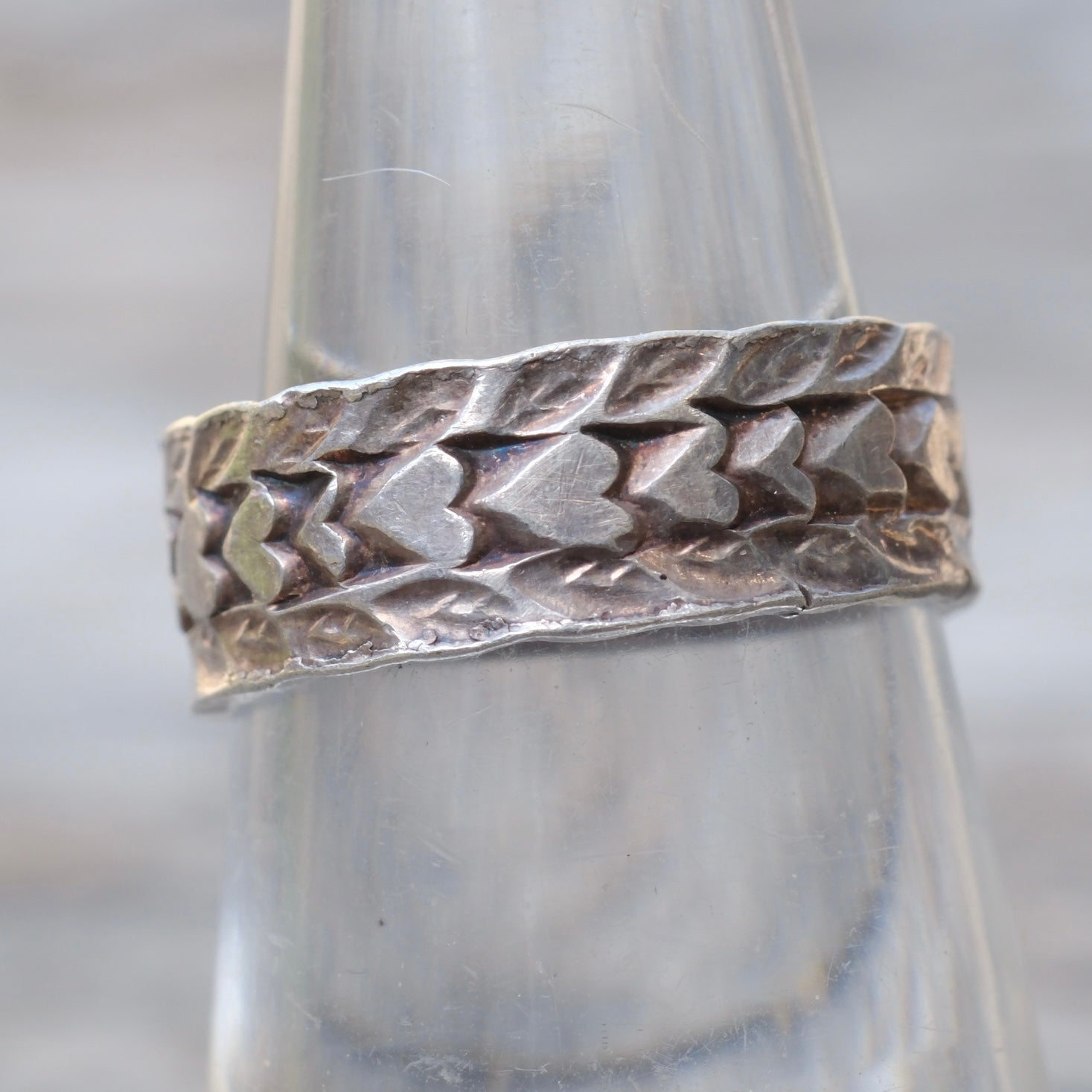 Vintage Sterling Heart Band Ring 6