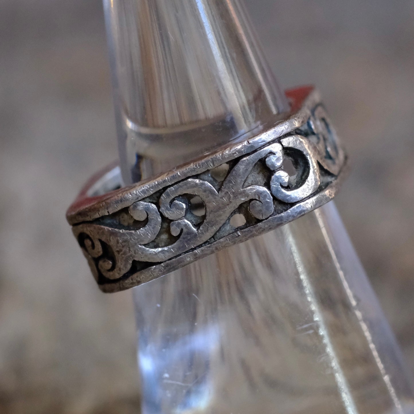 Vintage Sterling Square Scroll Ring 7