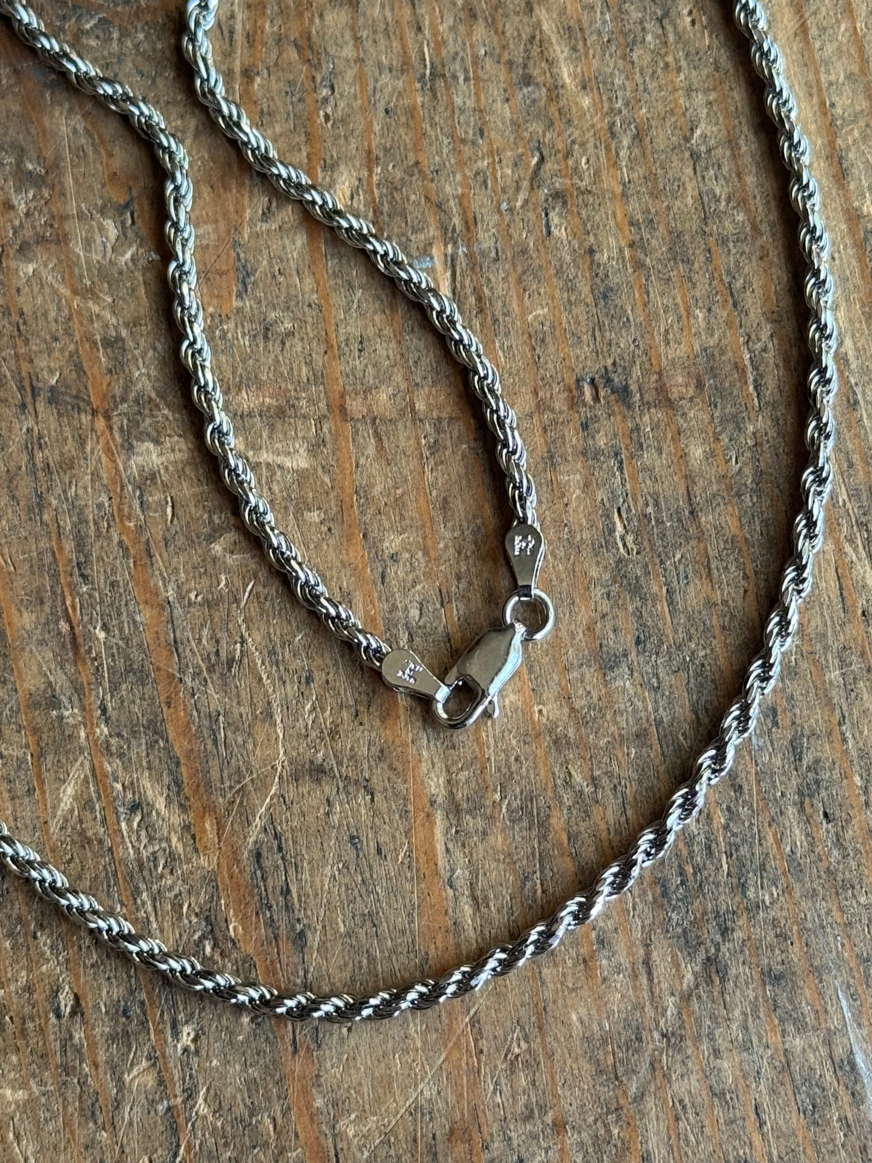Vintage Sterling Silver 20” Rope Chain