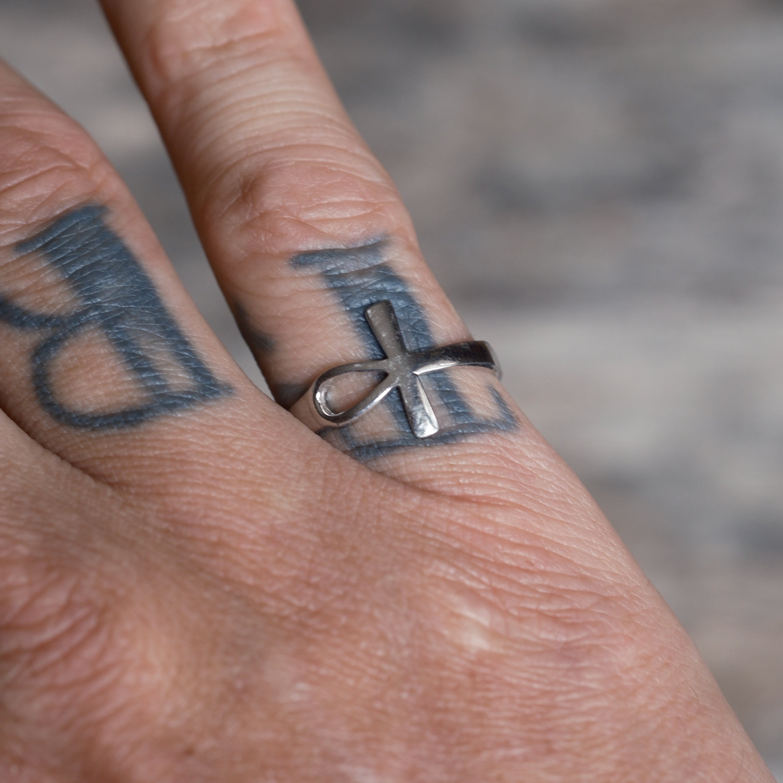 Vintage Sterling Silver Ankh Ring 6.75