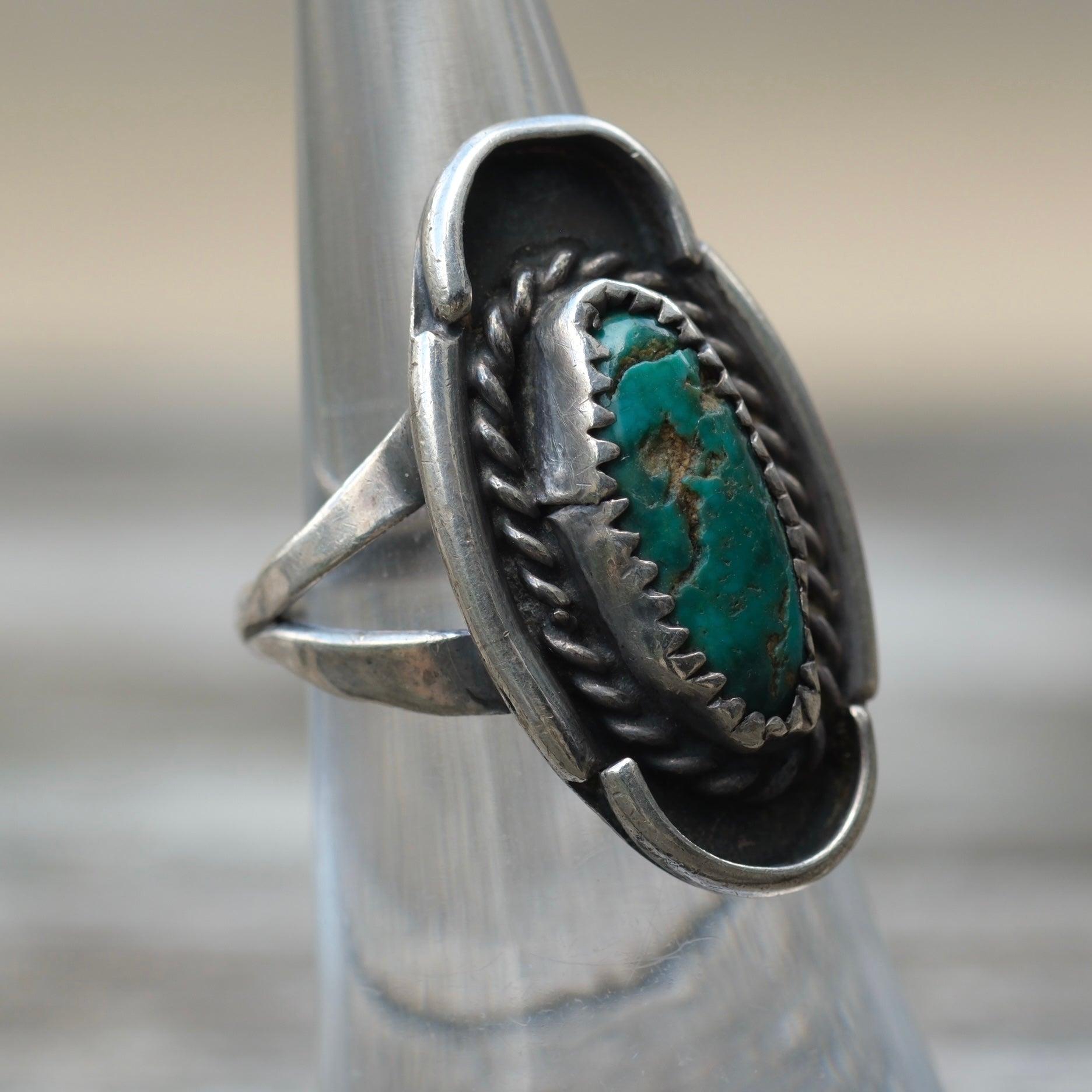 Vintage Sterling Turquoise Ring 5.25
