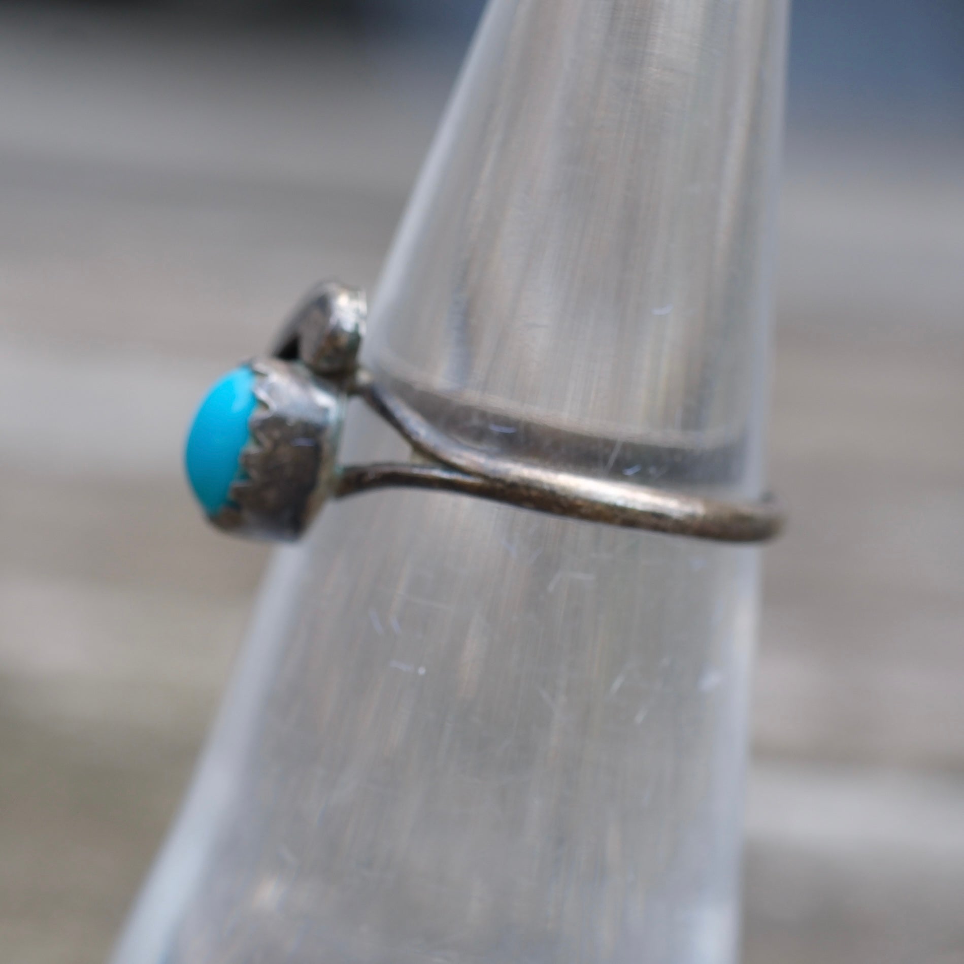 Vintage Sterling Turquoise Feather Ring 5.75