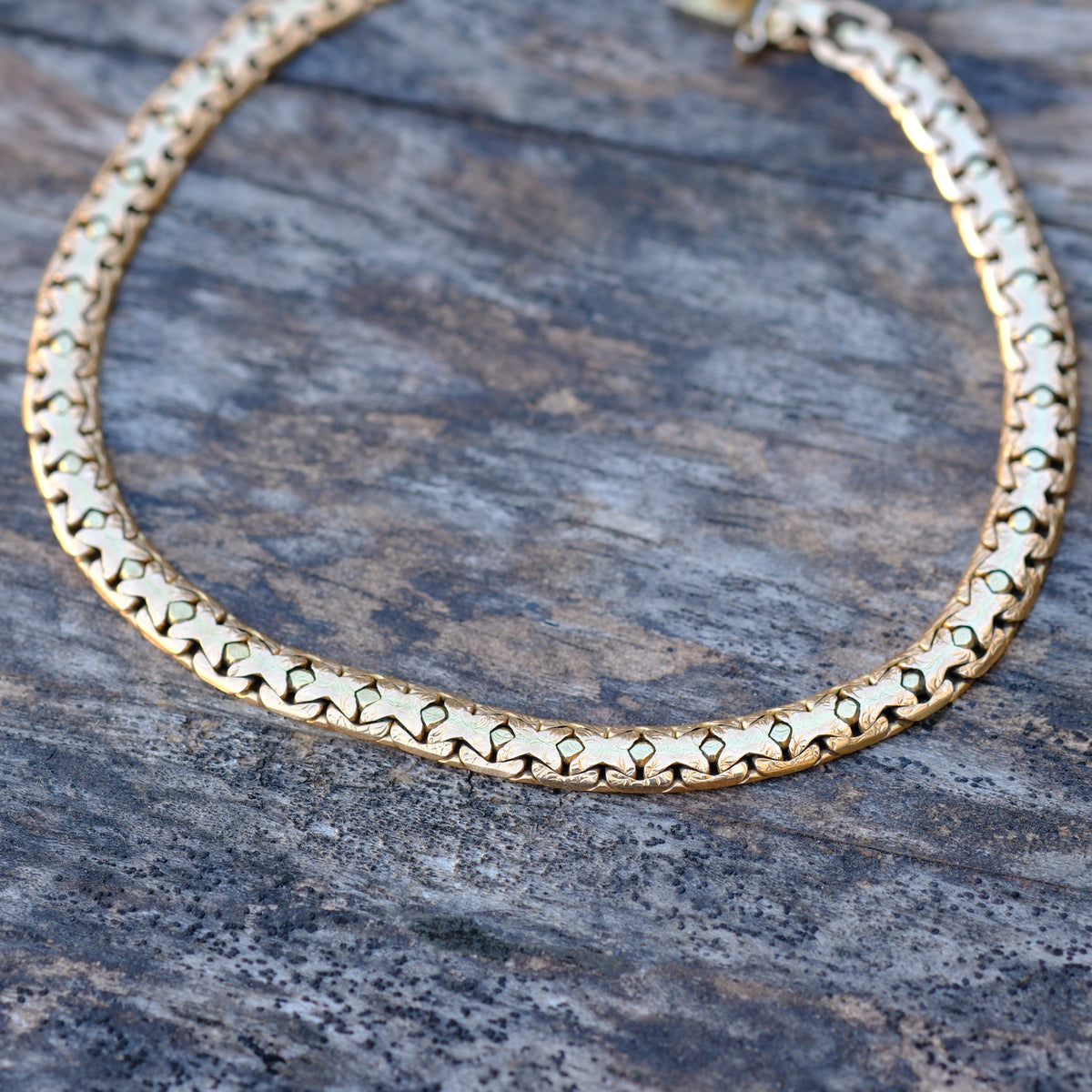Vintage 14K Gold Scroll Link Bracelet 8.25"