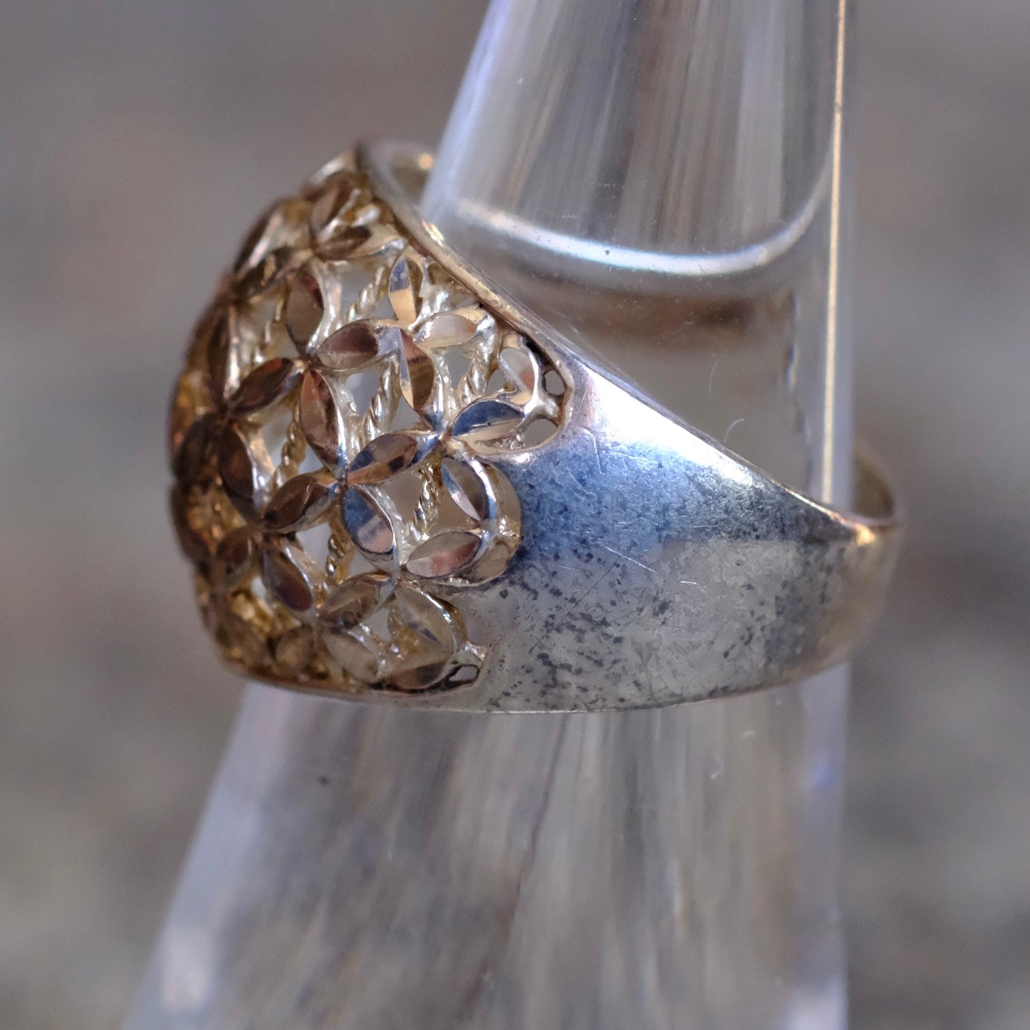 Vintage Sterling Silver Floral Ring 6