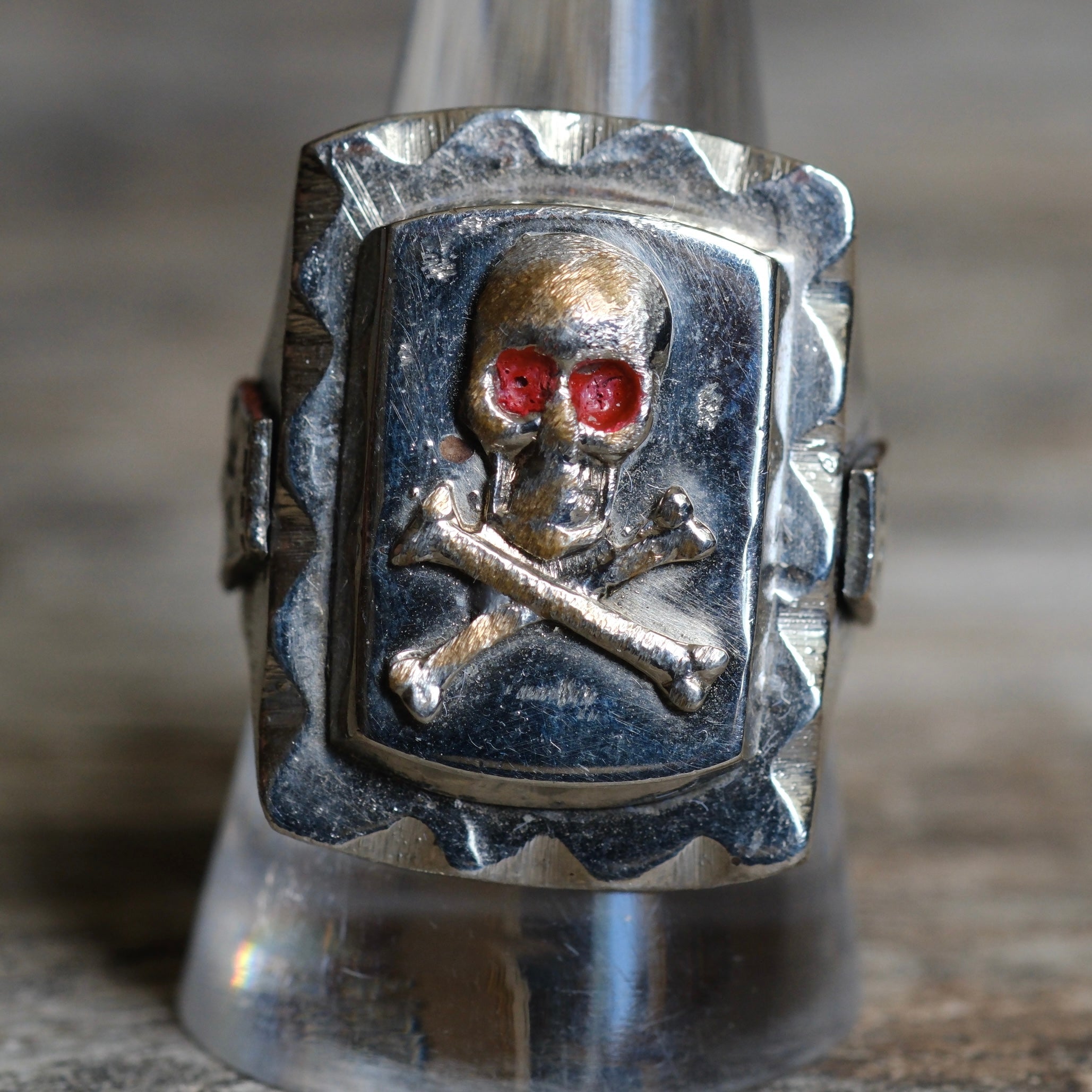 Vintage Mexican Biker Souvenir Skully Ring 10.5