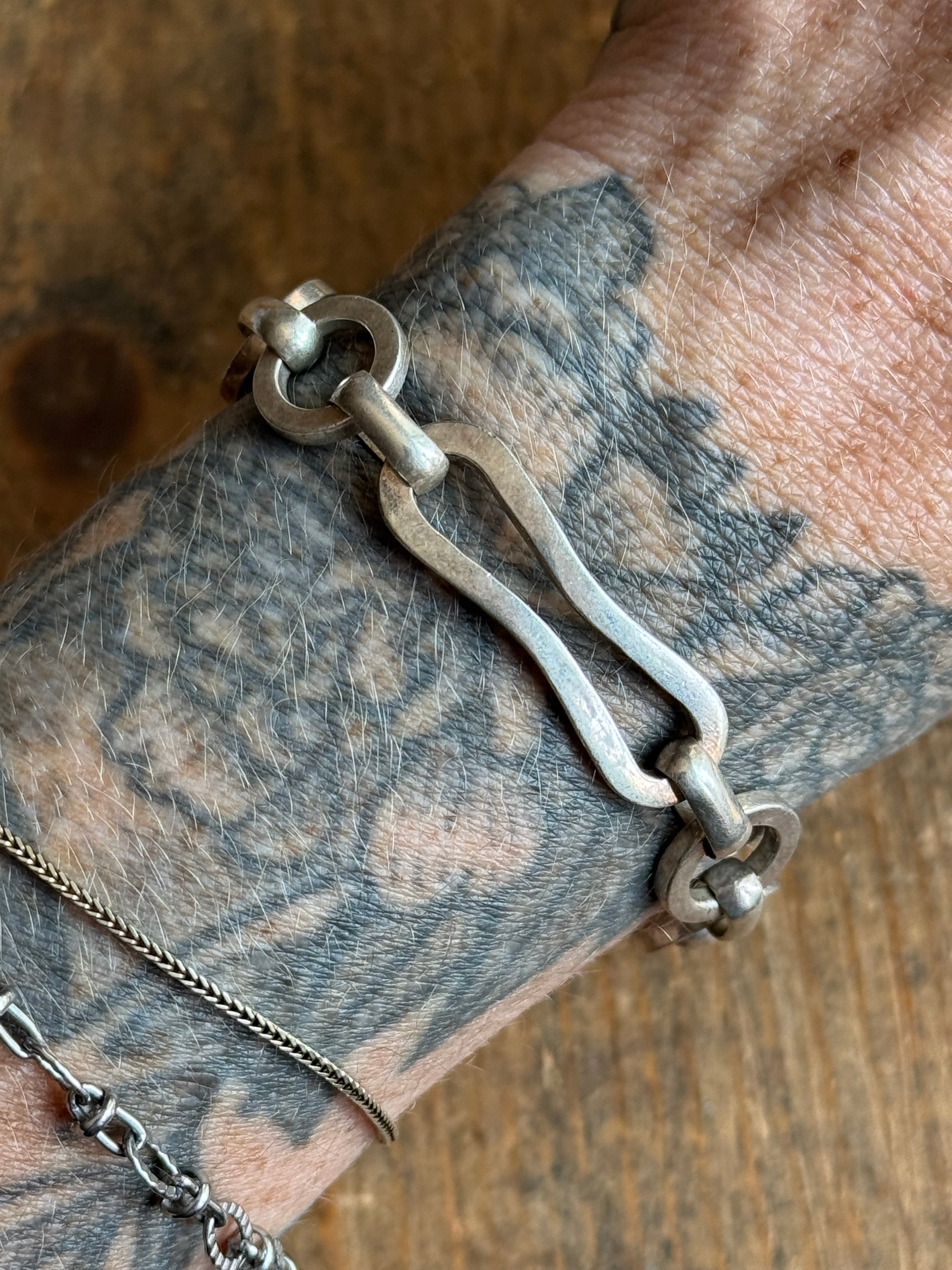 Vintage Sterling Silver 7.25” Modernist Link Bracelet