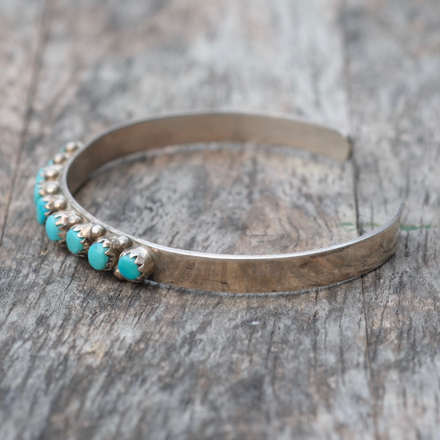 Vintage Sterling Snake Eye Turquoise Cuff Bracelet