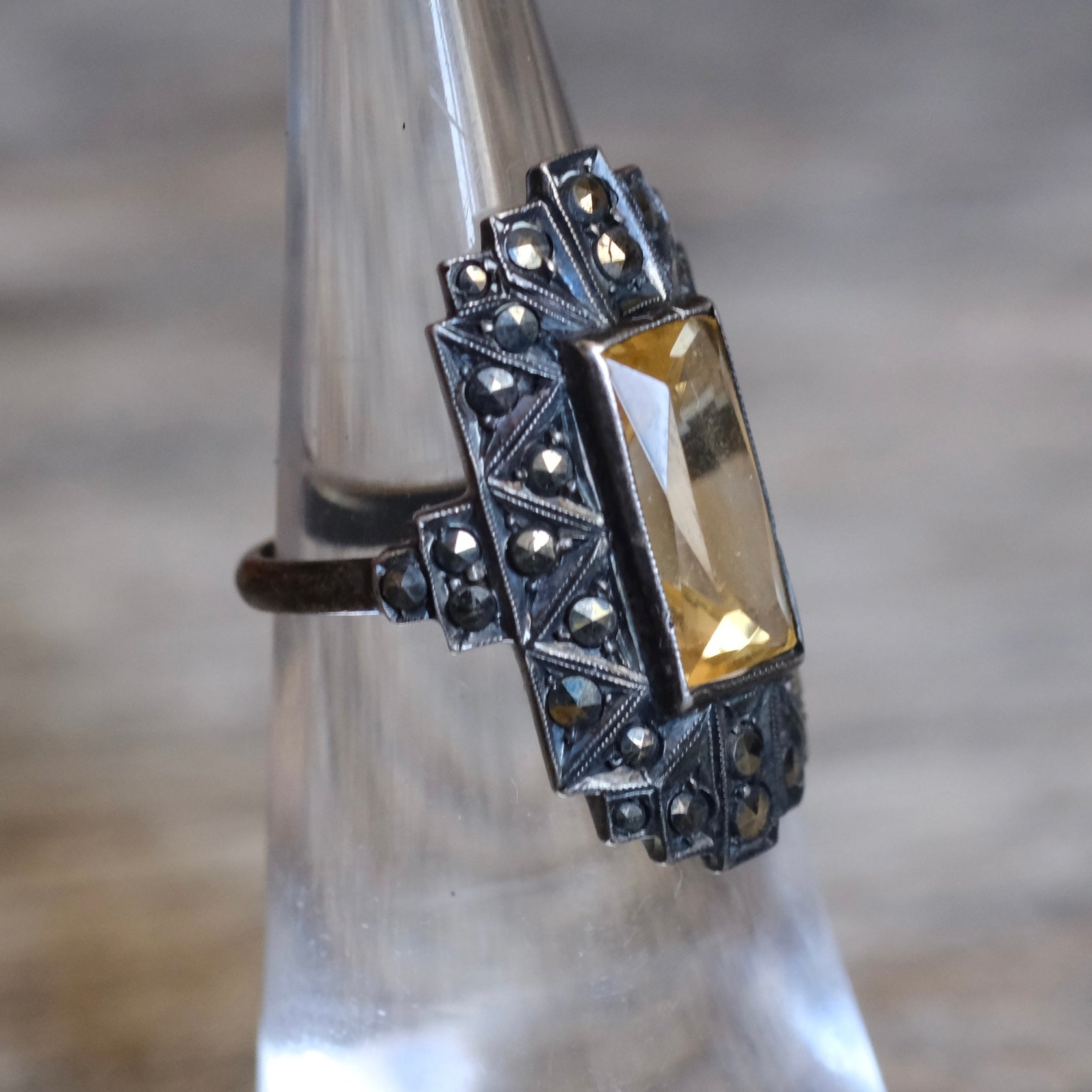 Vintage Sterling Amethyst and Marcasite Ring 4