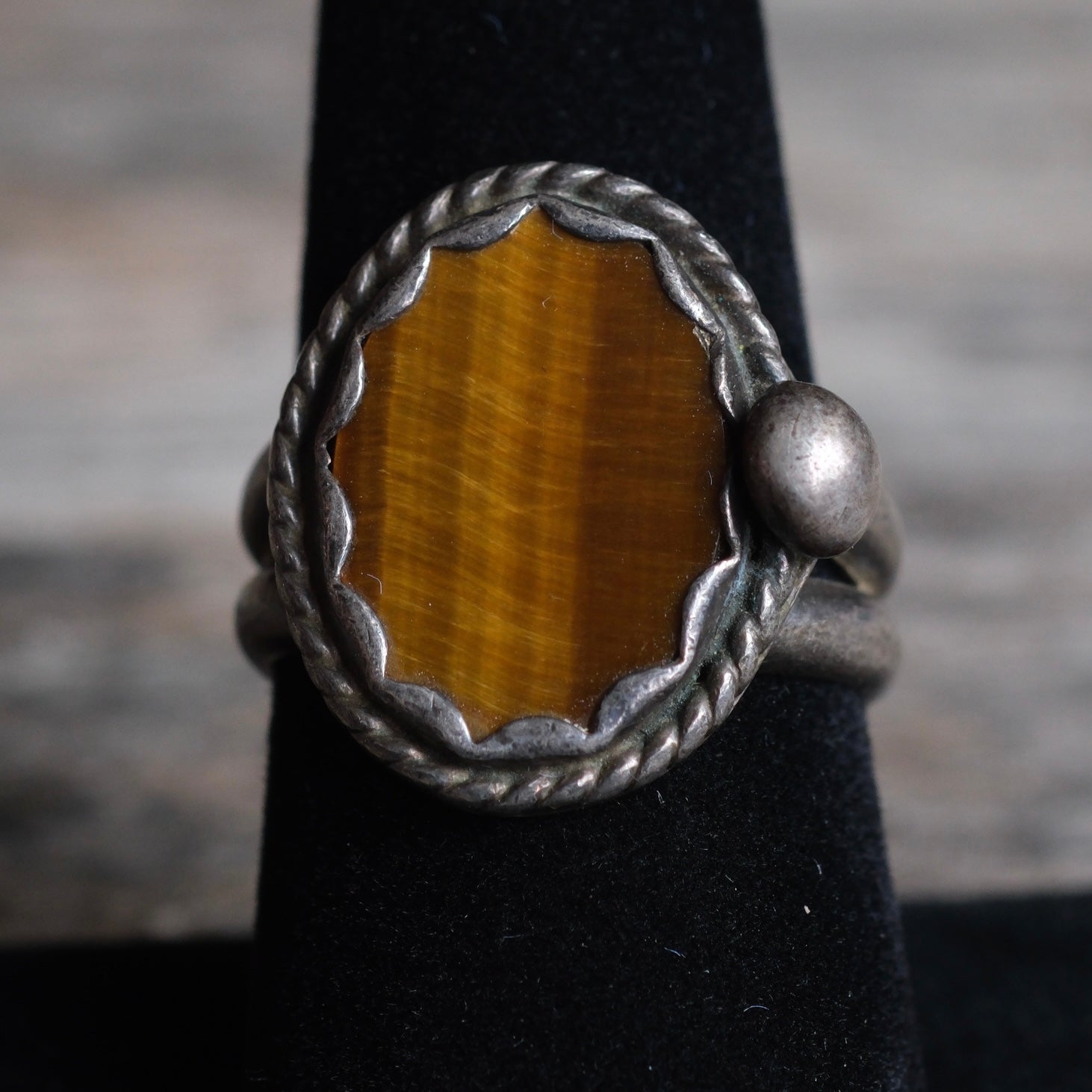 Vintage Sterling Tigers Eye Ring 8.25