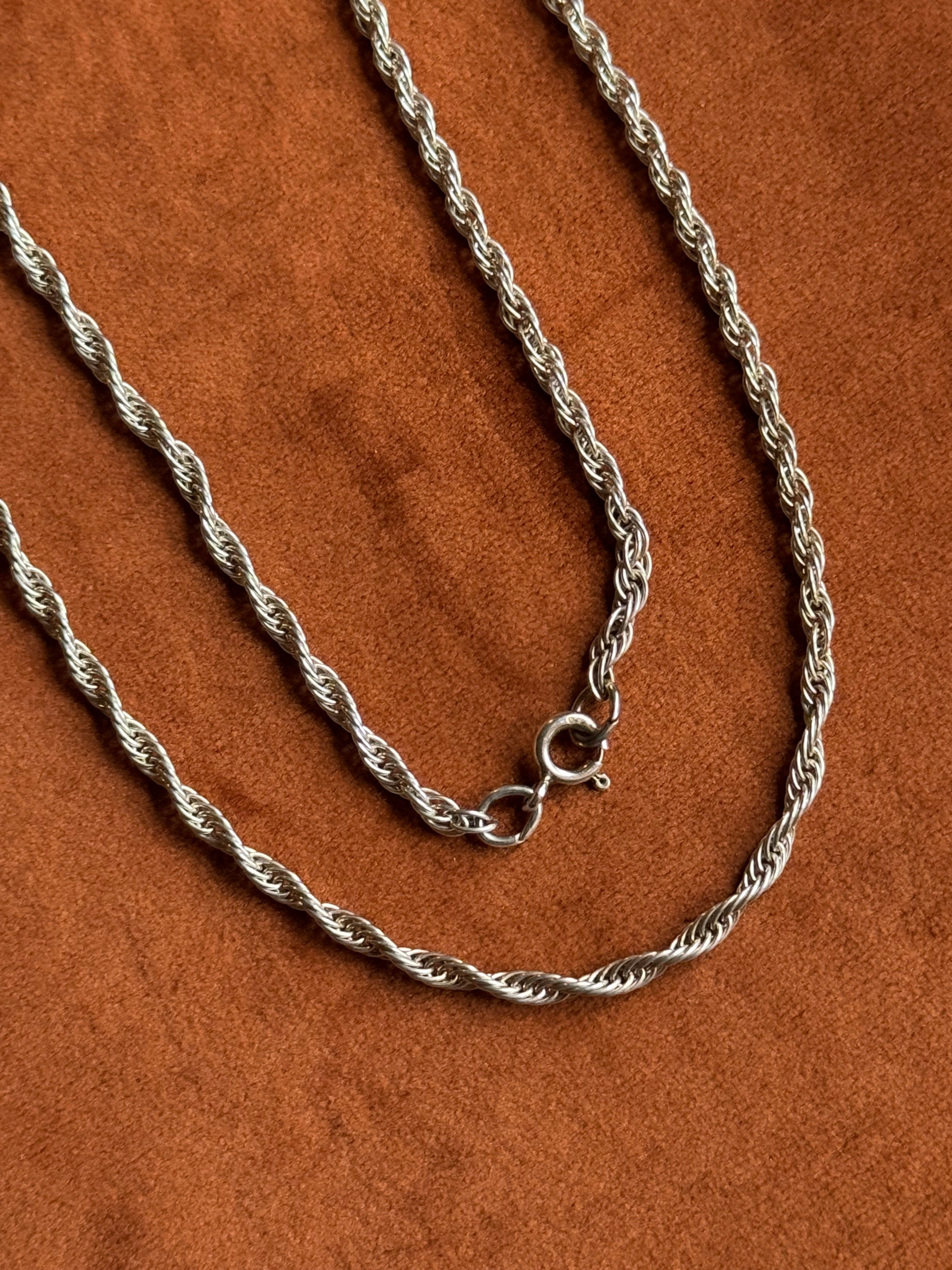 Vintage Sterling Silver 18” Rope Chain