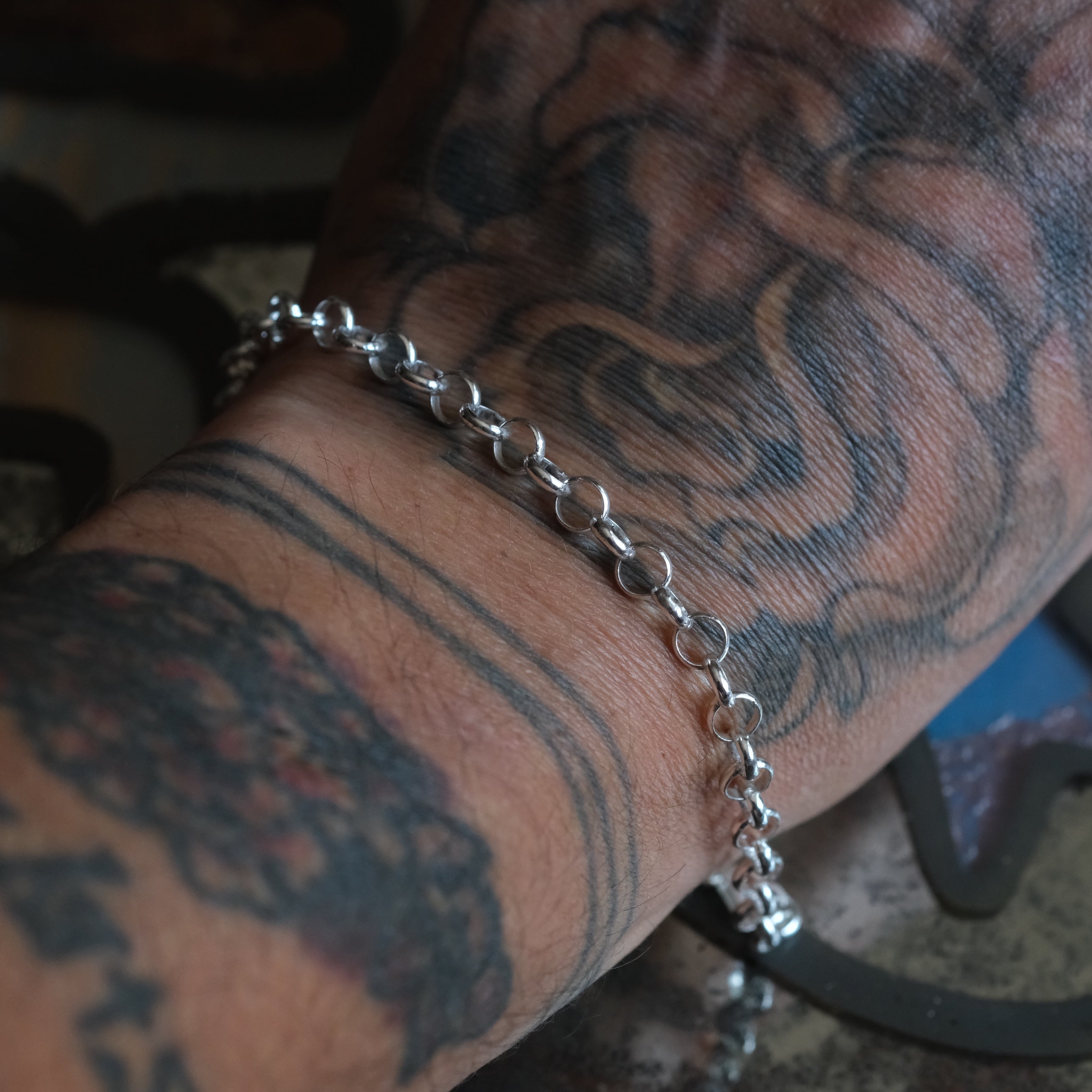 Vintage Sterling Rolo Chain Bracelet 7"