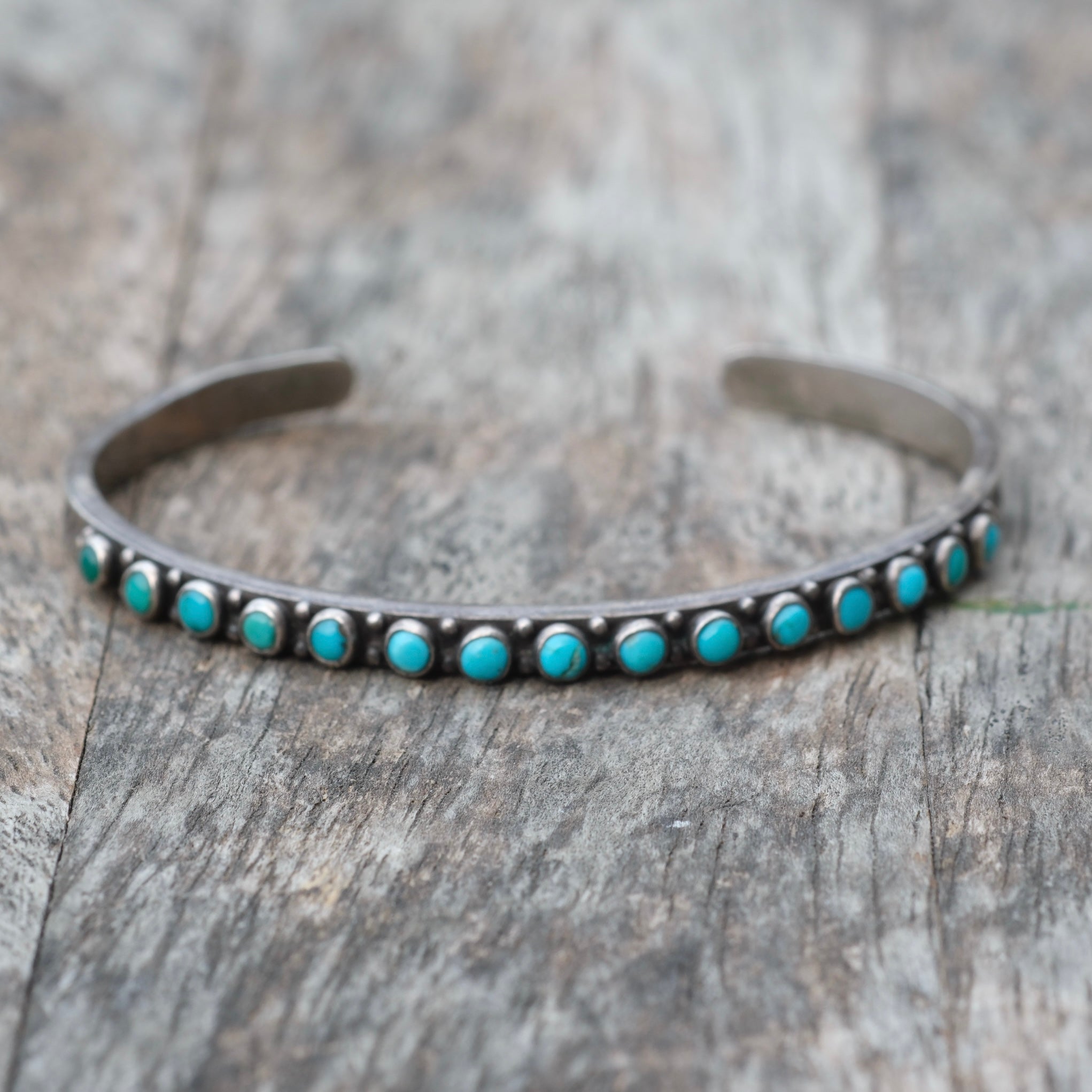 Vintage Sterling Snake Eye Turquoise Cuff Bracelet