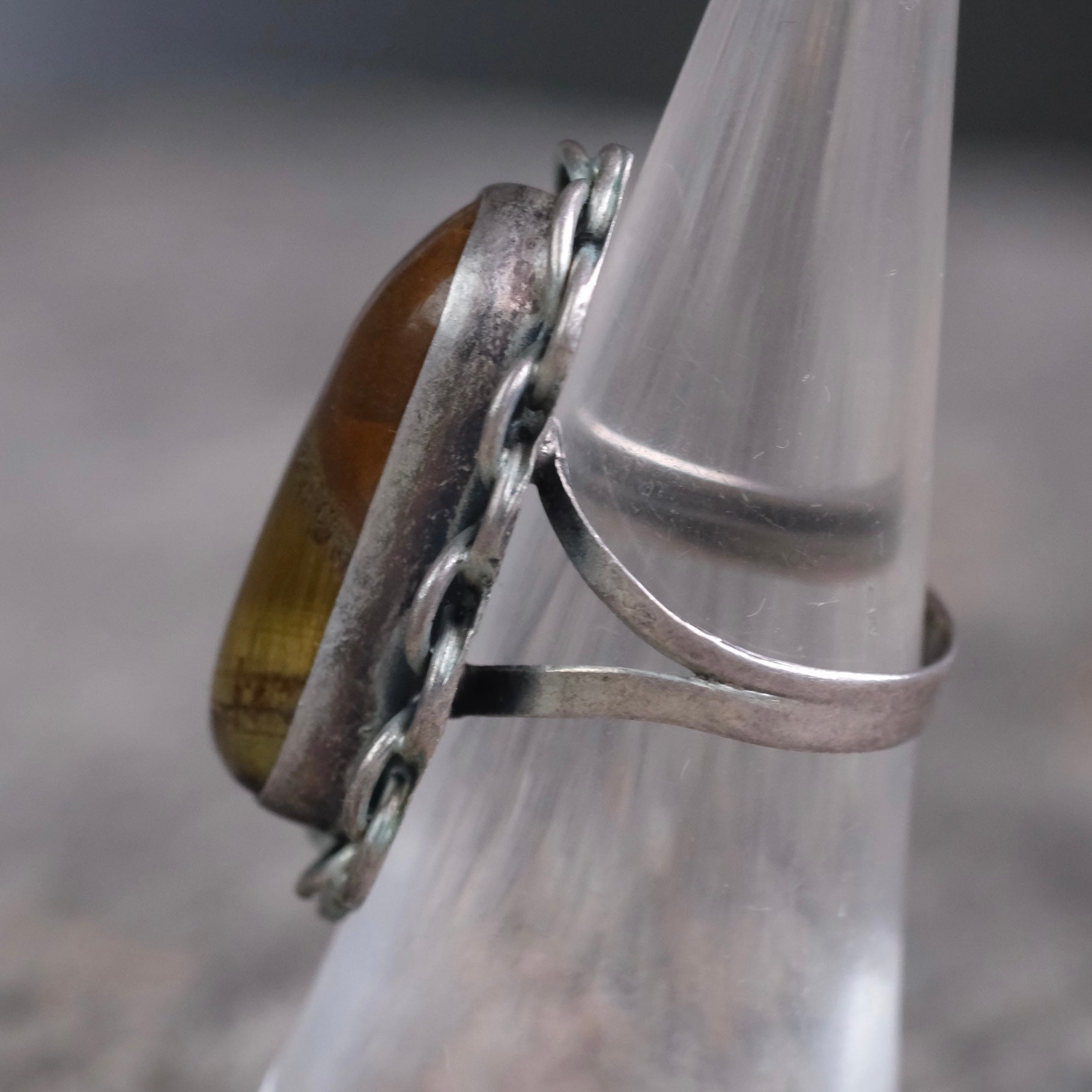 Vintage Sterling Brown Jasper Ring 6.25
