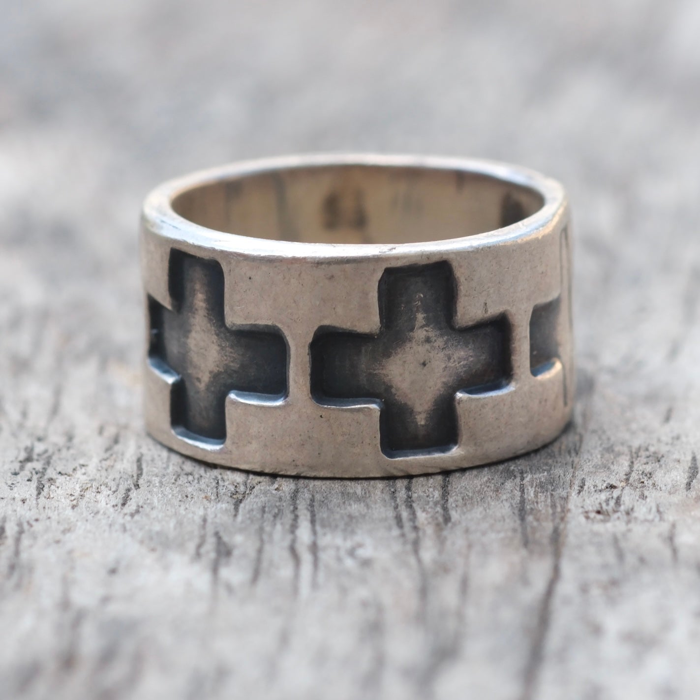 Vintage Sterling Silver Cross Band Ring 5.75