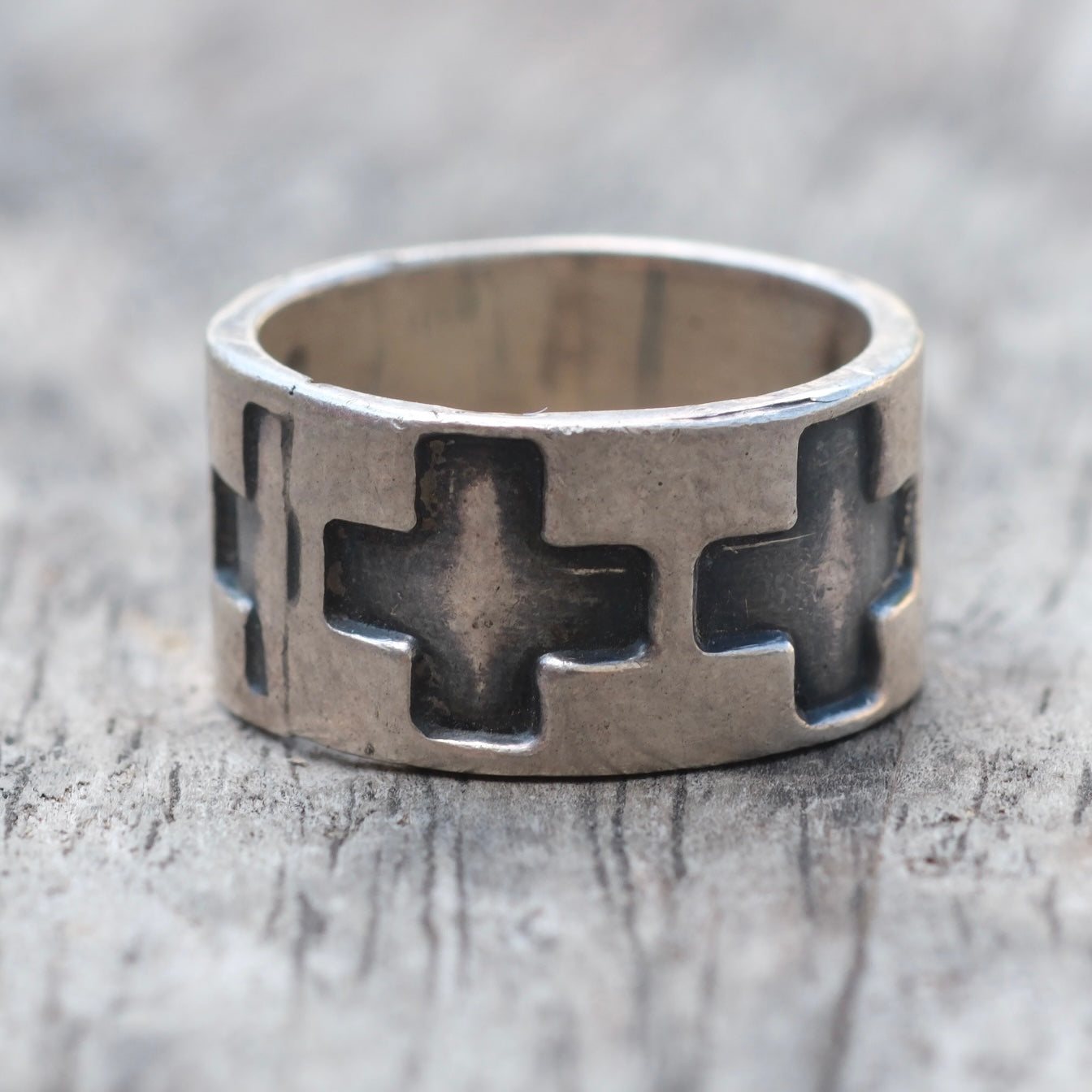 Vintage Sterling Silver Cross Band Ring 5.75