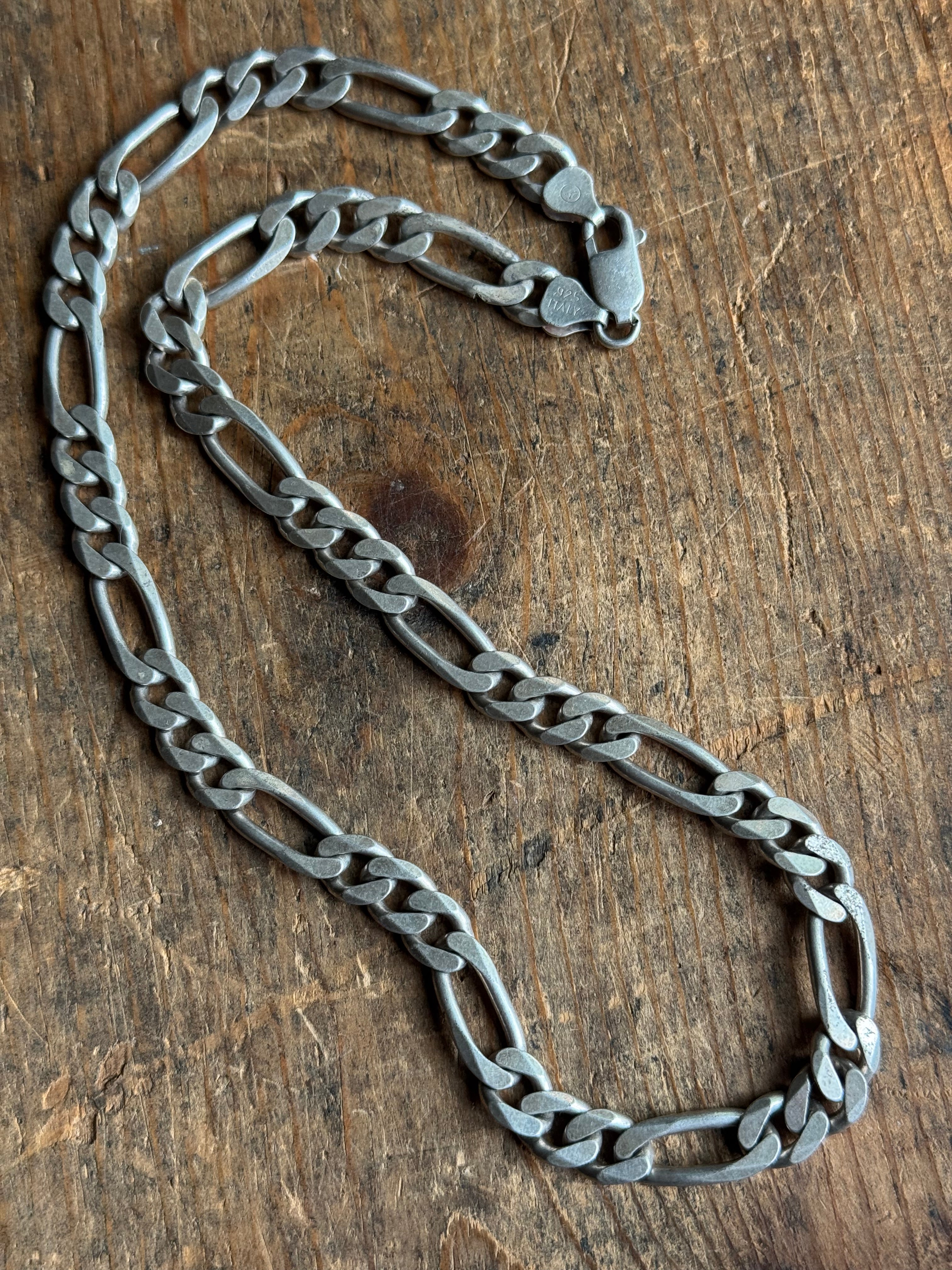 Vintage Sterling Silver 18” Chunky Figaro Chain