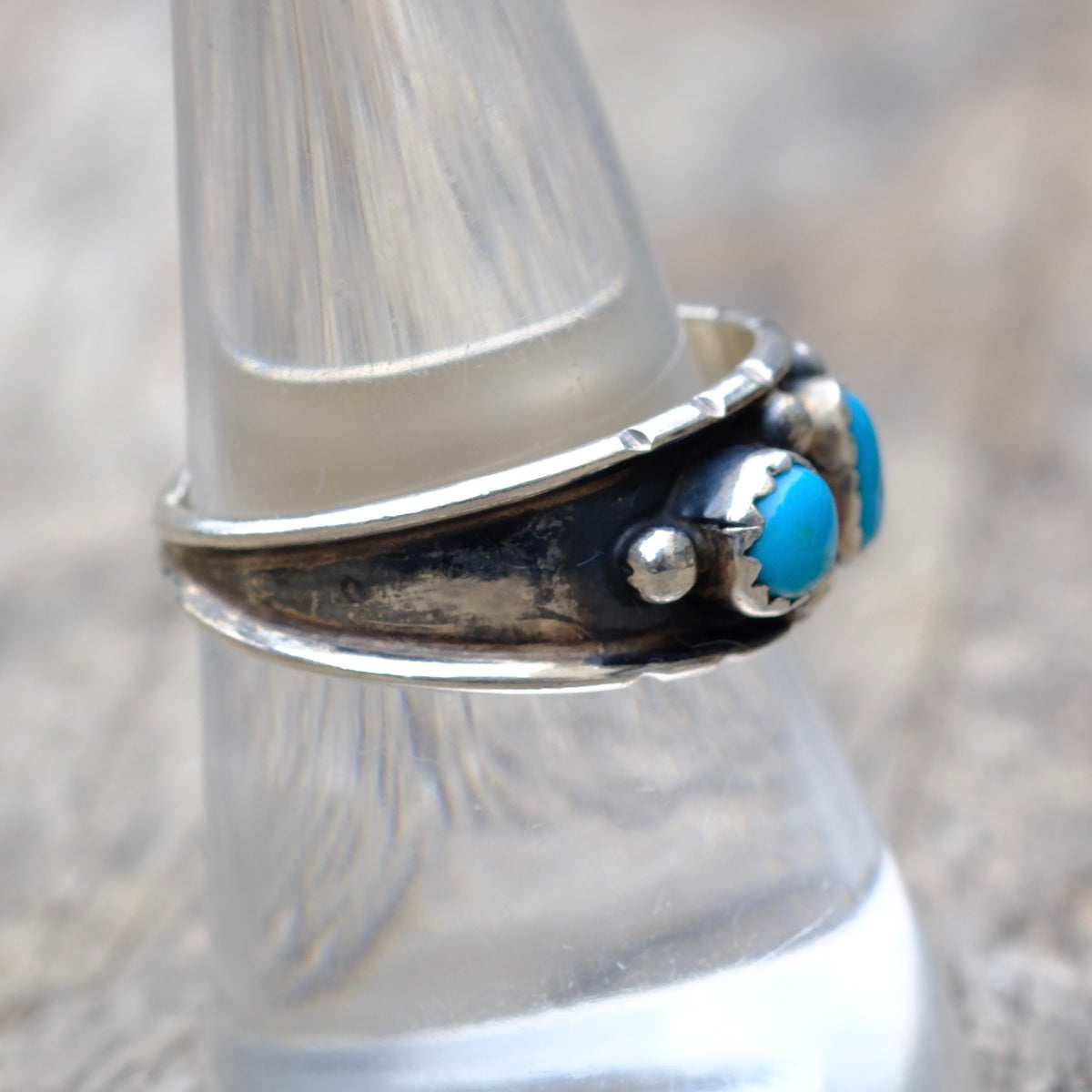 Vintage Sterling 3-Stone Turquoise Ring 9.25