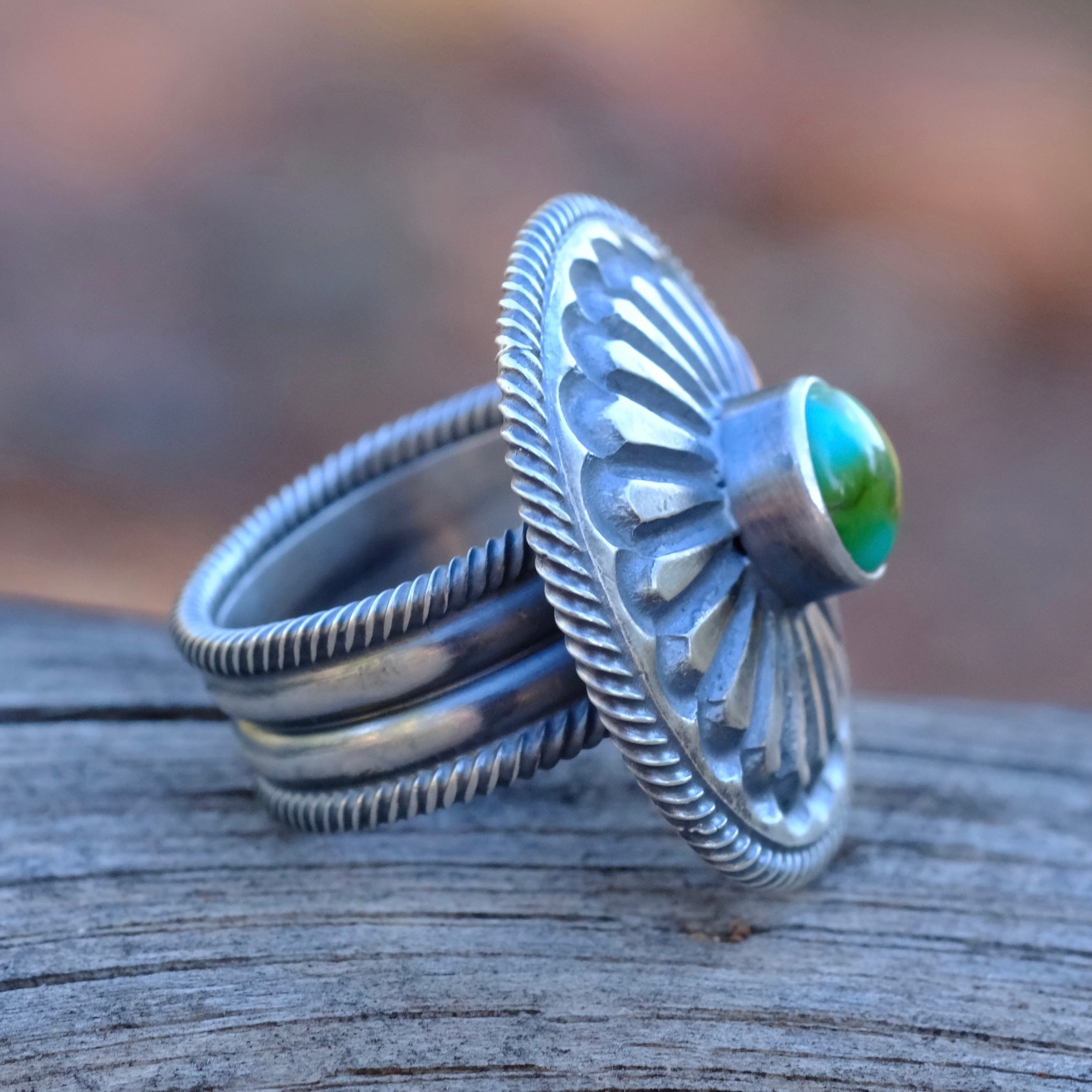 LEON MARTINEZ Sterling Silver Turquoise Ring 7.25