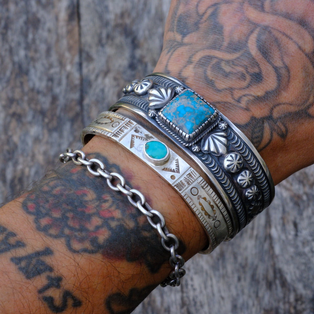 Sterling Silver Vernon Begay Stamped Cuff Bracelet