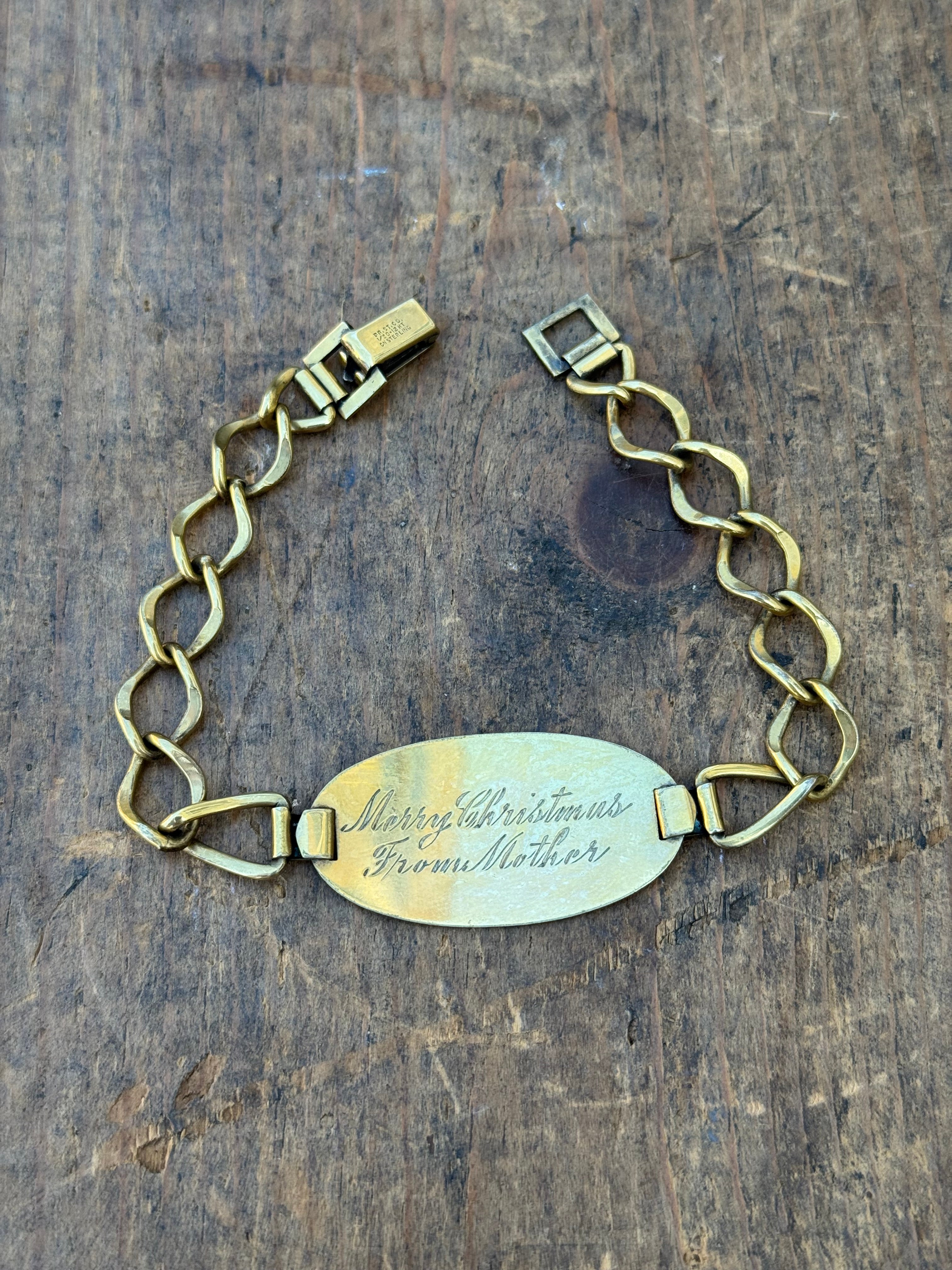Vintage Sterling Silver Gold Plated ID Bracelet 7.75"
