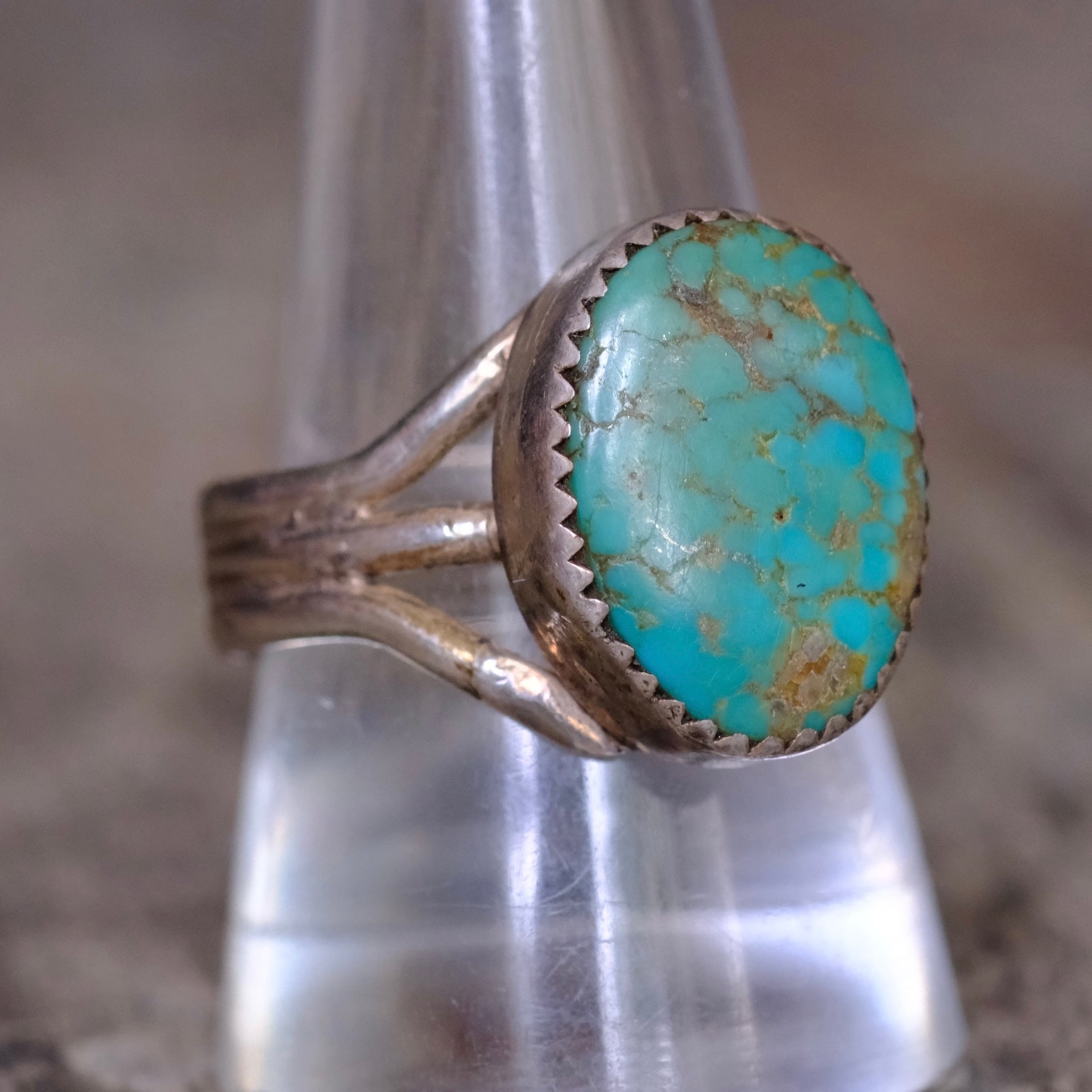 Vintage Sterling Turquoise Ring 10.5
