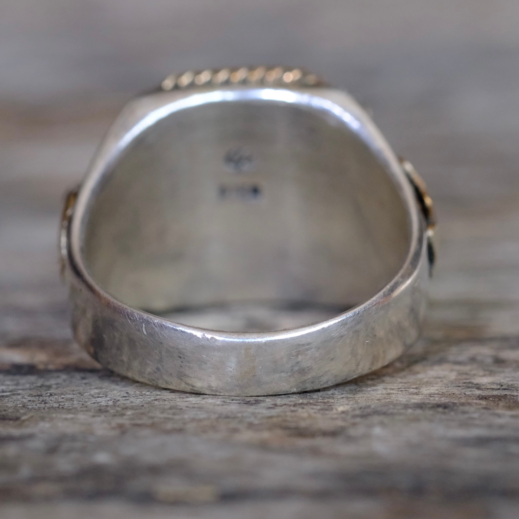 Vintage Sterling Lapis Feather Ring 12.75