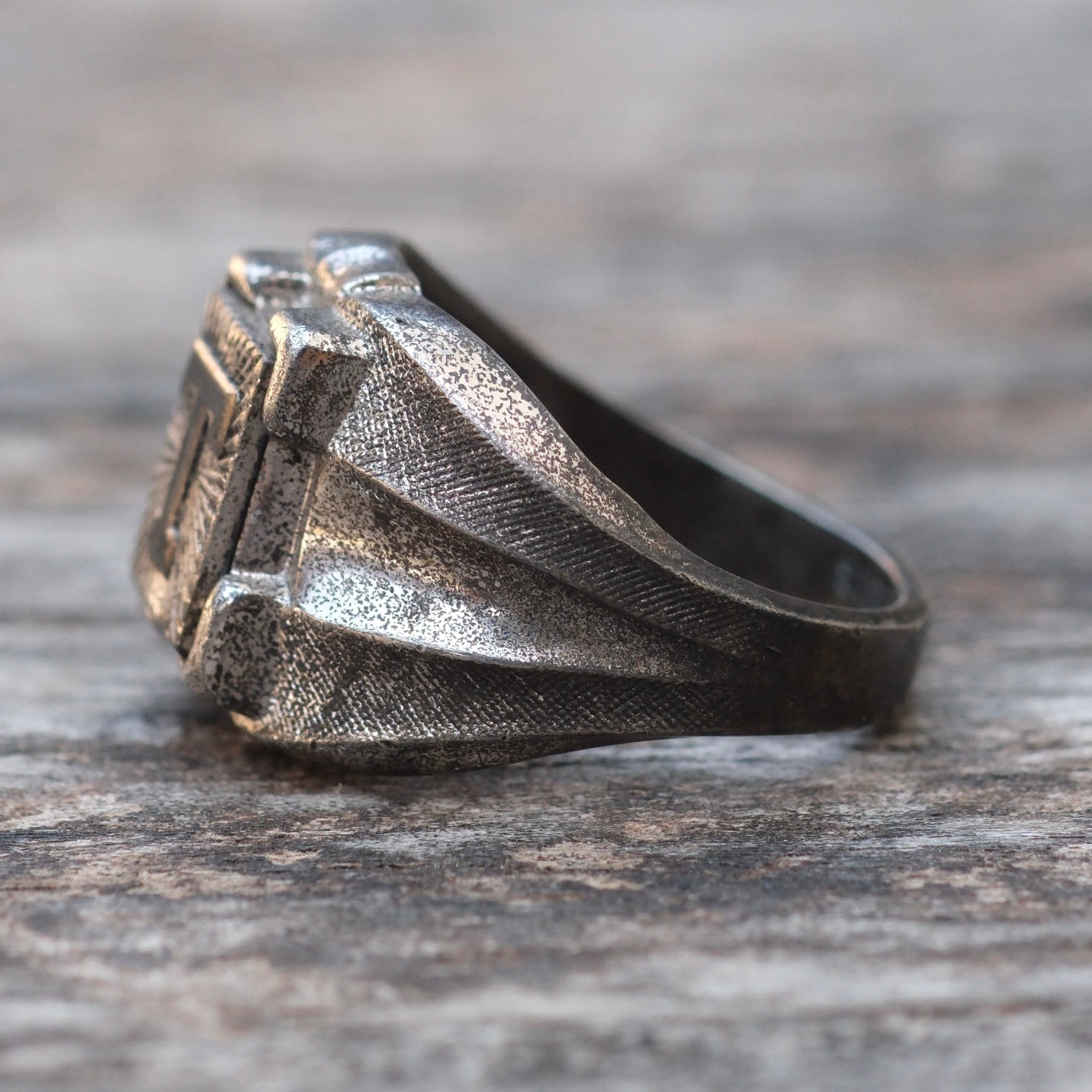 Vintage Sterling T Initial Signet Ring 4.75