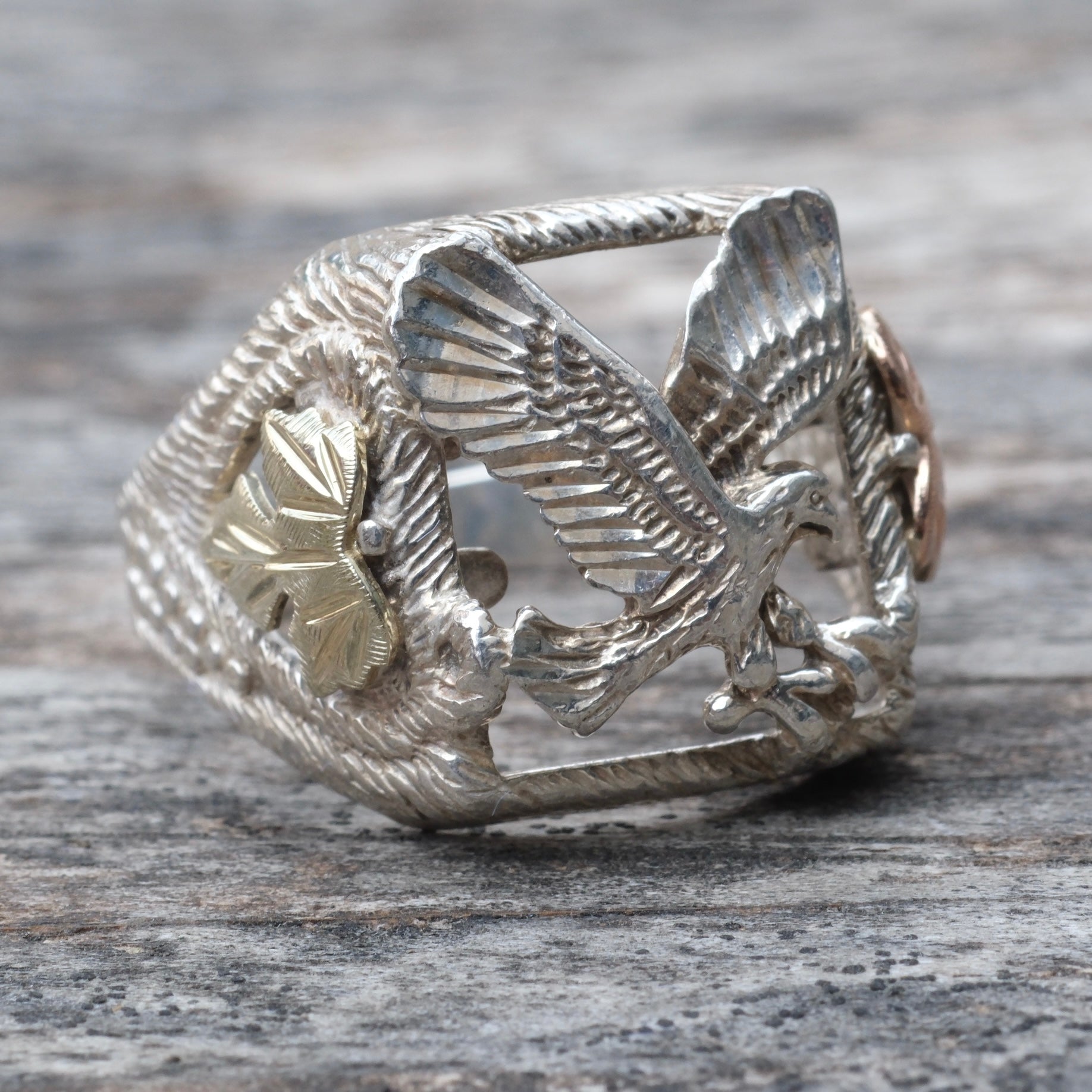 Vintage Sterling Eagle Signet Ring 9.25