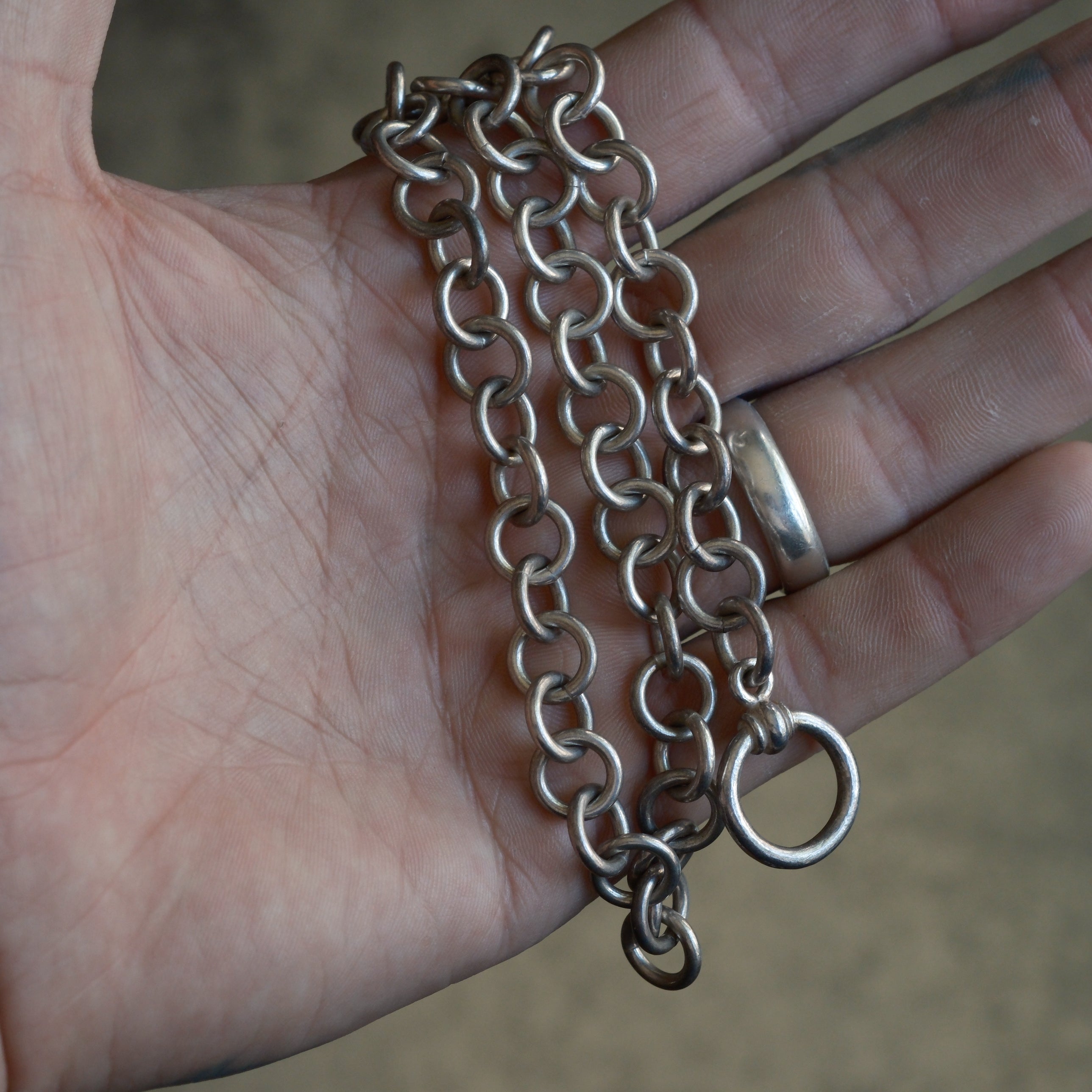 Heavy Vintage Sterling Silver Chain Necklace 18"