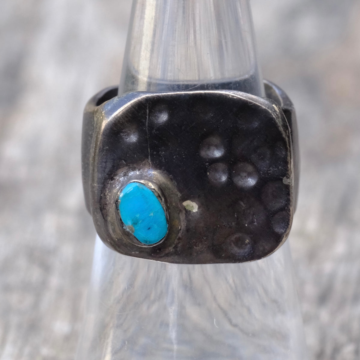 Vintage Sterling Turquoise Signet Ring 6