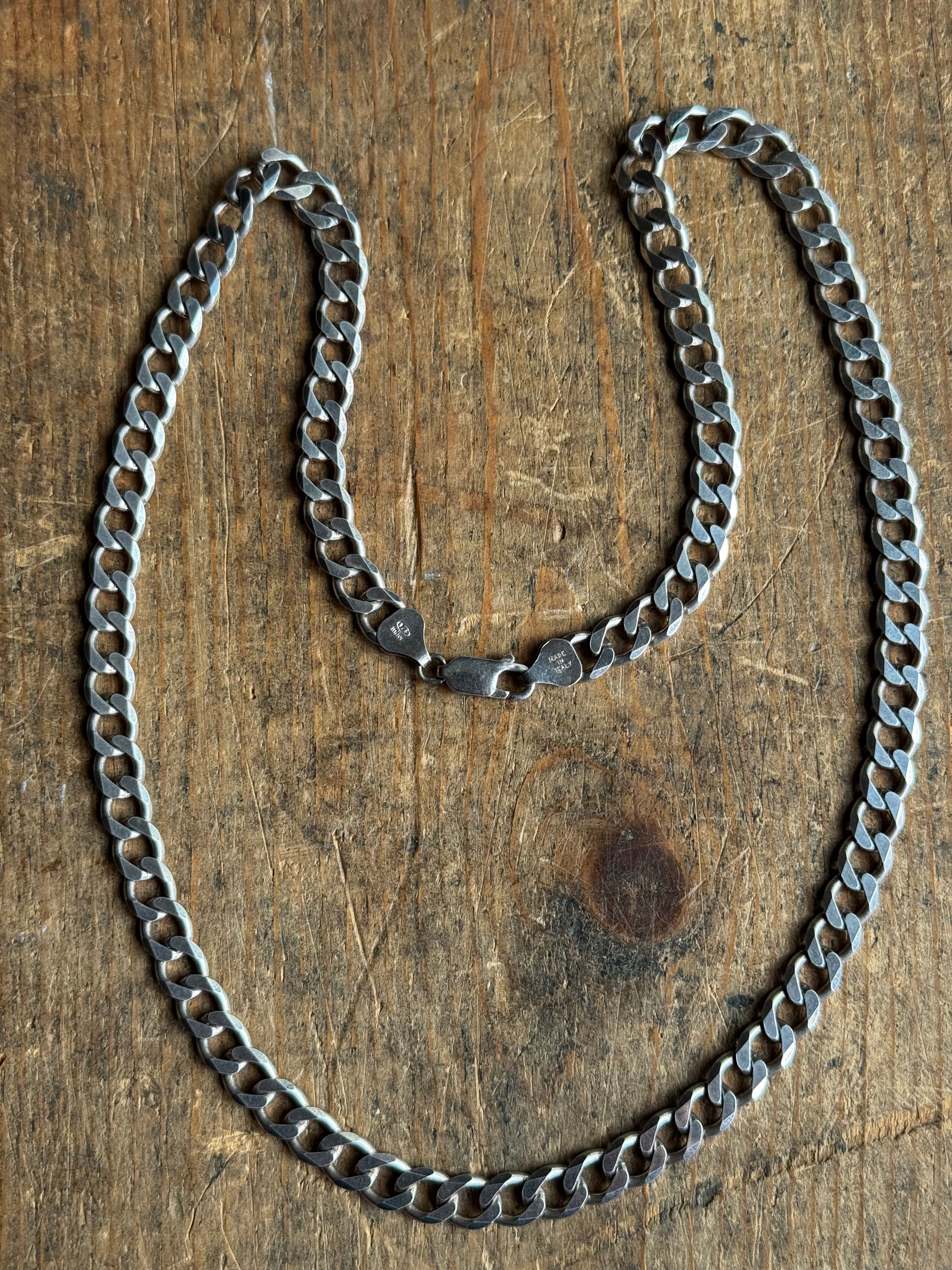 Vintage Sterling Silver 22” Chunky Curb Chain