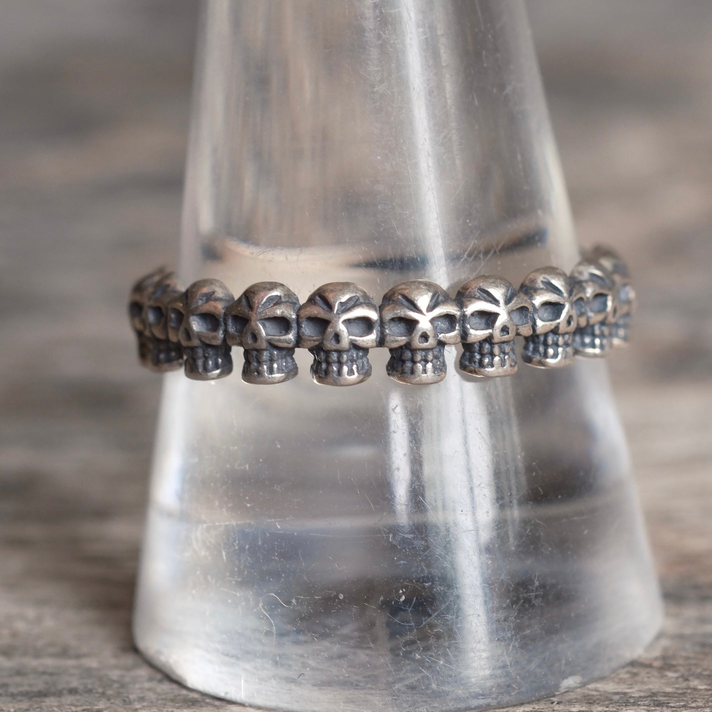 Vintage Sterling Silver Skull Band Ring 11