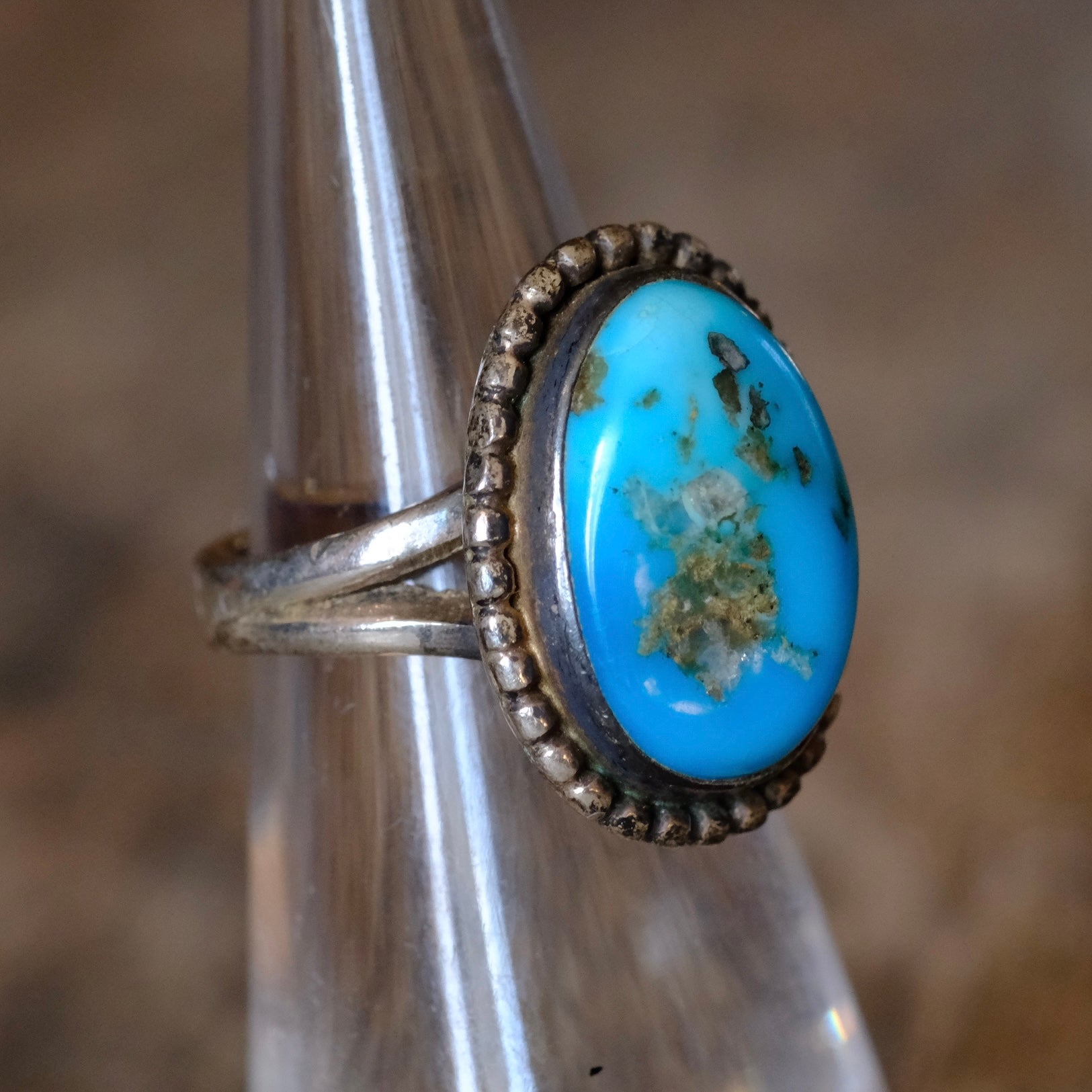 Vintage Sterling Turquoise Ring 4.5