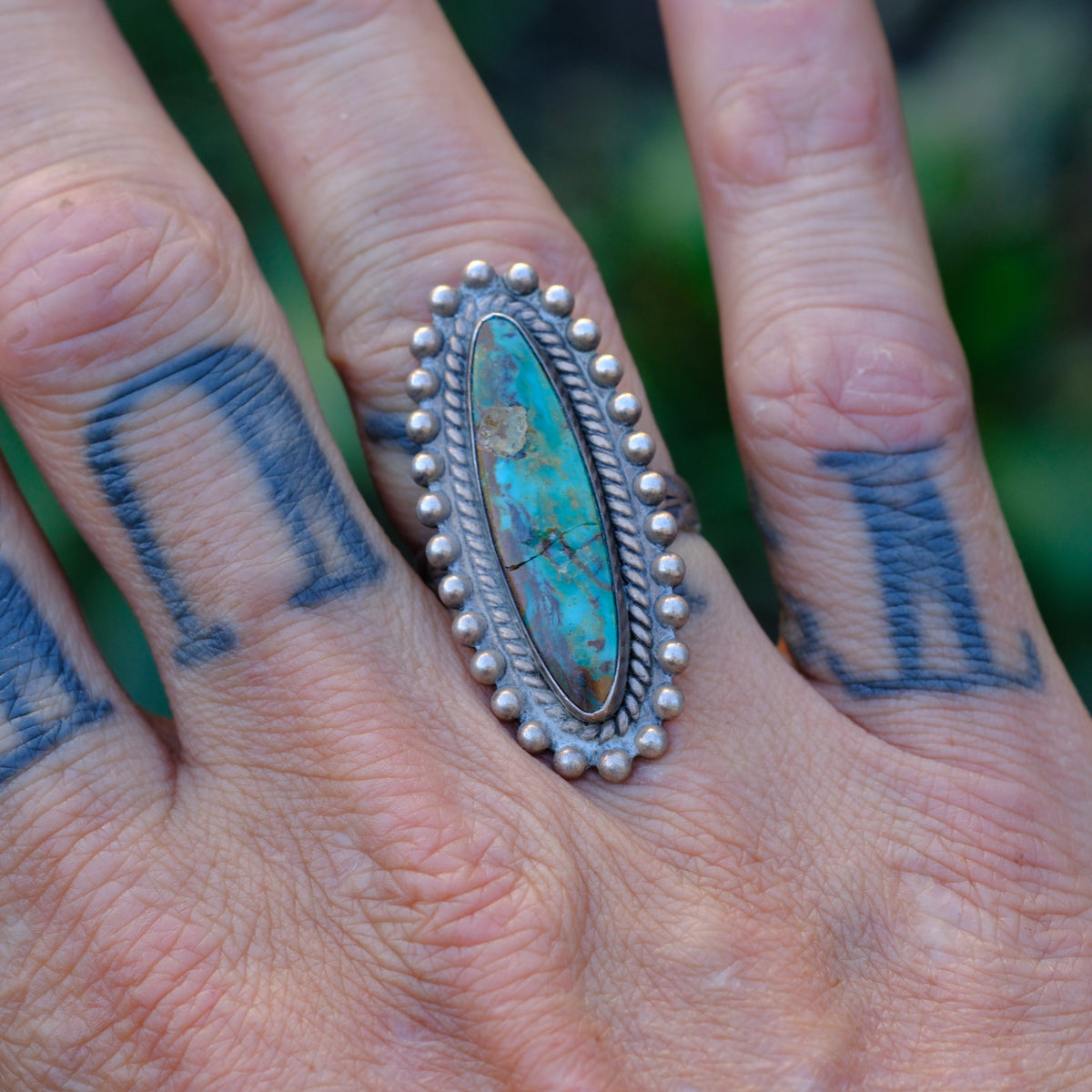 Vintage Sterling Turquoise Ring 7.25